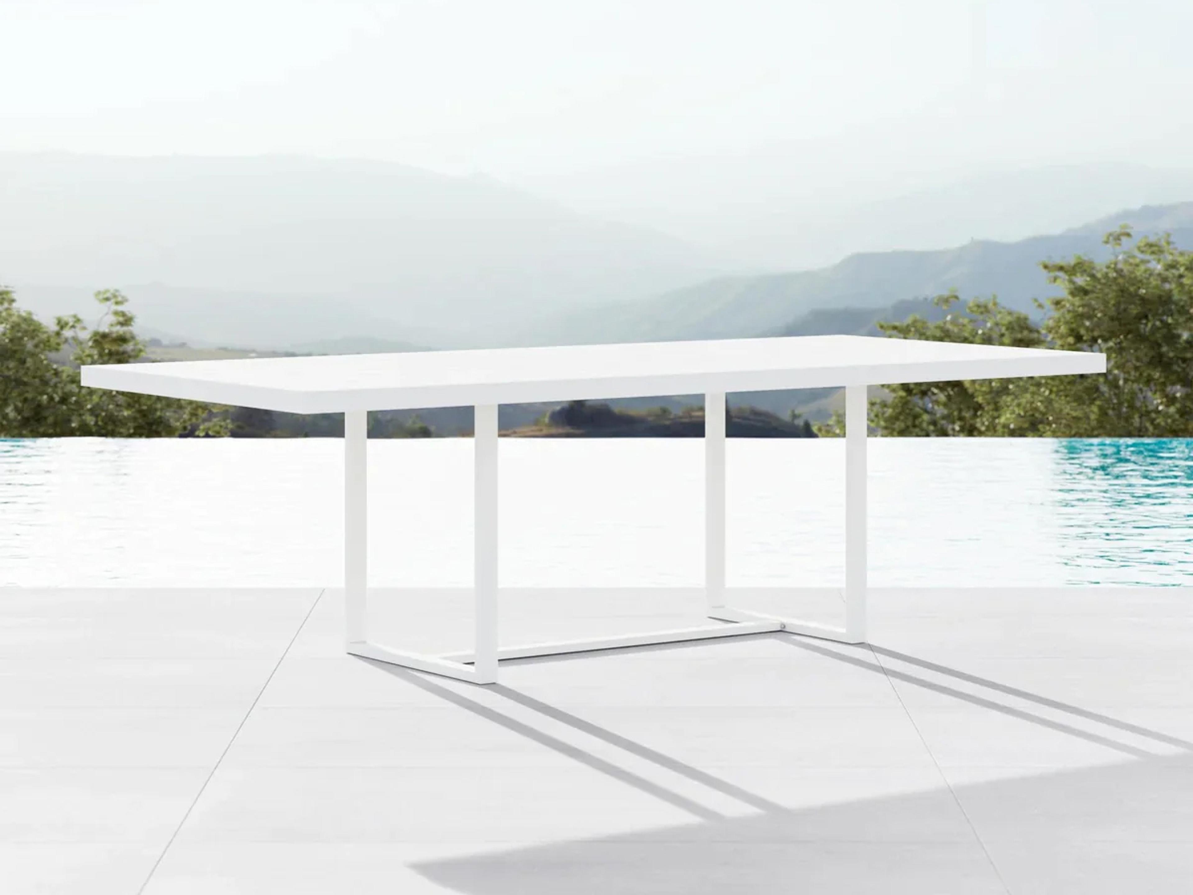 Azzurro Living Pavia Matte White Aluminum Rectangular Outdoor Dining Table