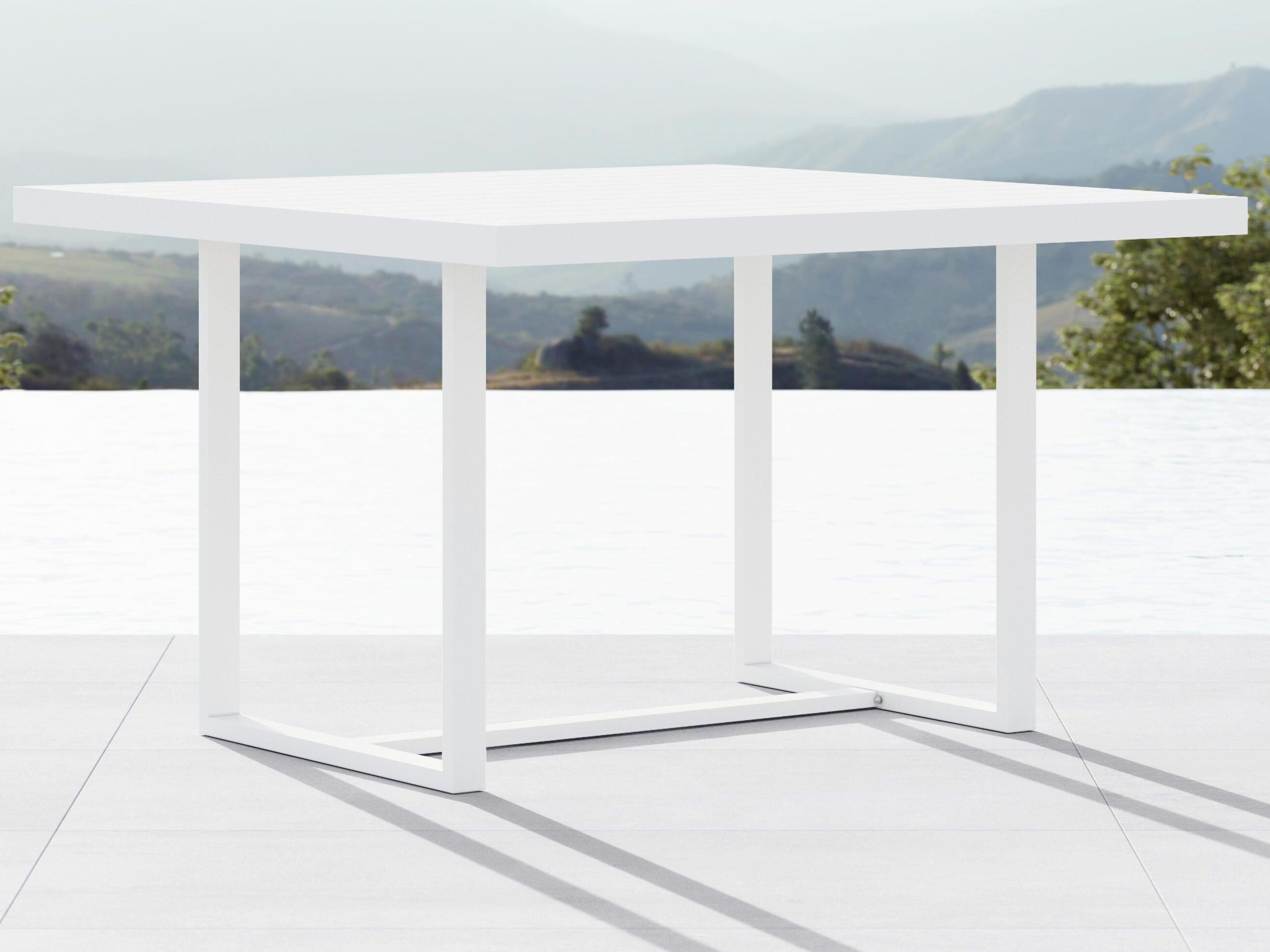 Azzurro Living Pavia Matte White Aluminum Square Outdoor Patio Dining Table