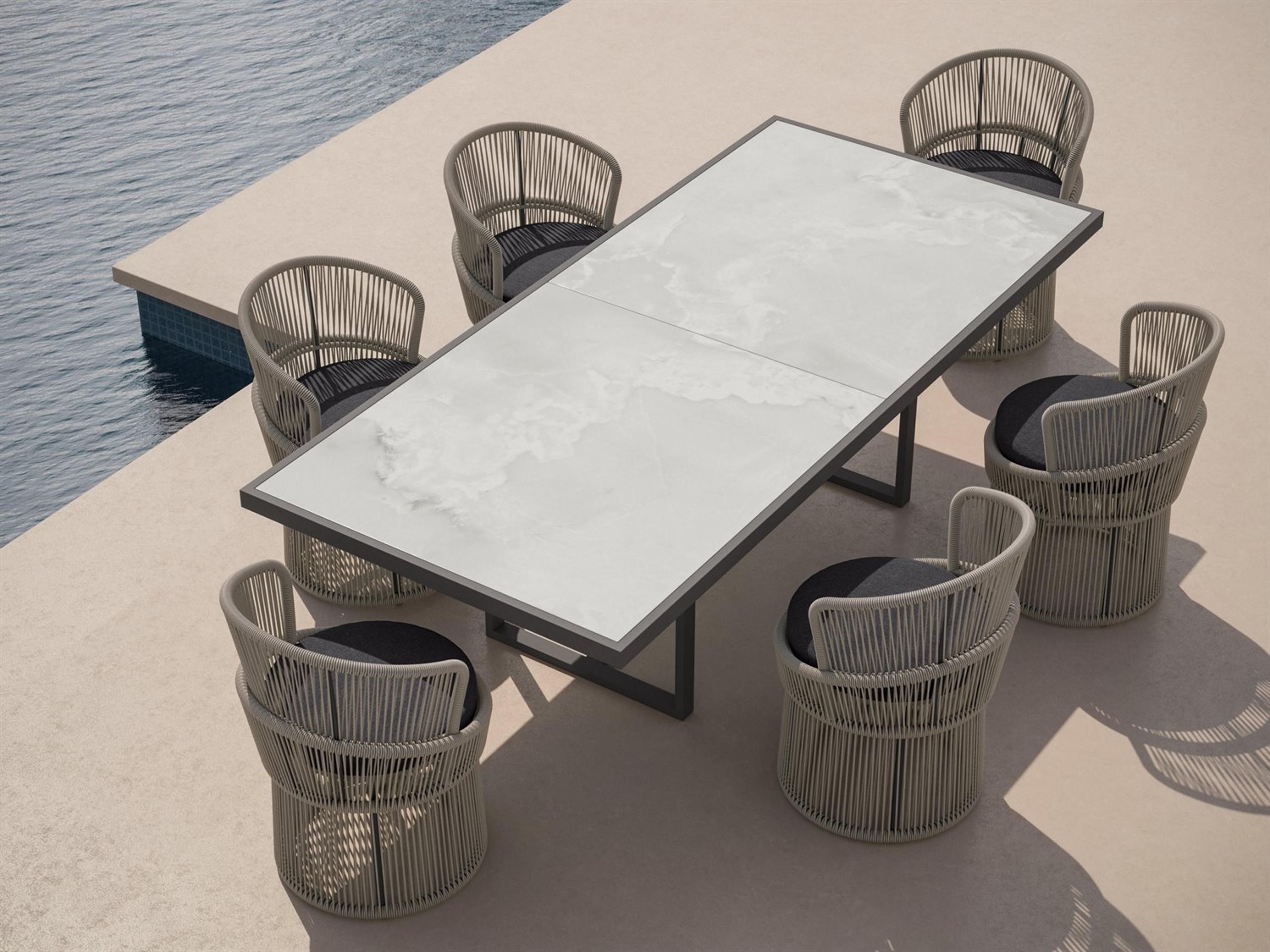 Pavia Matte Charcoal Aluminum Dining Set