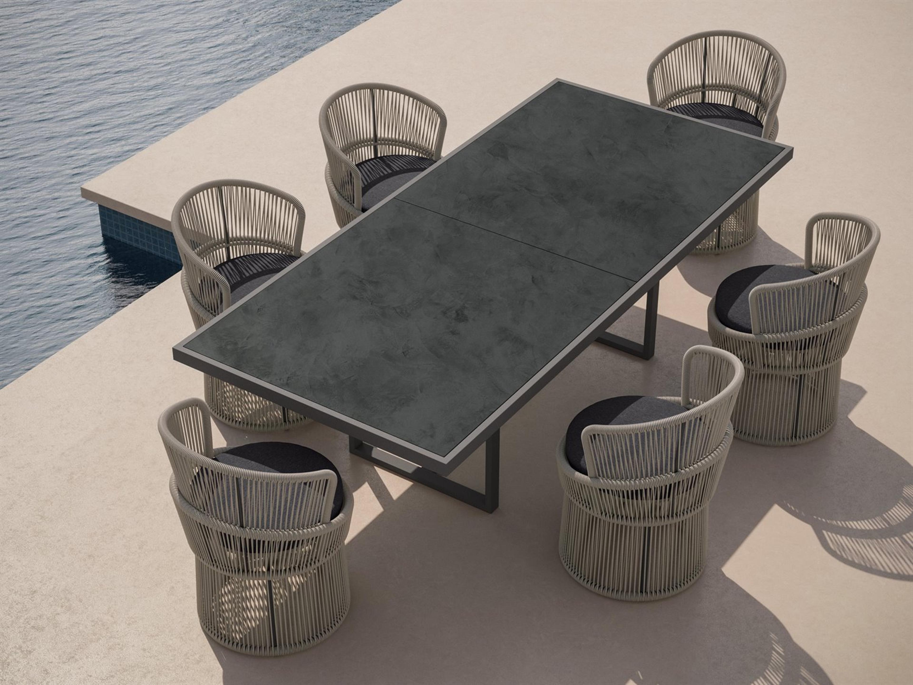Pavia Matte Charcoal Aluminum Dining Set
