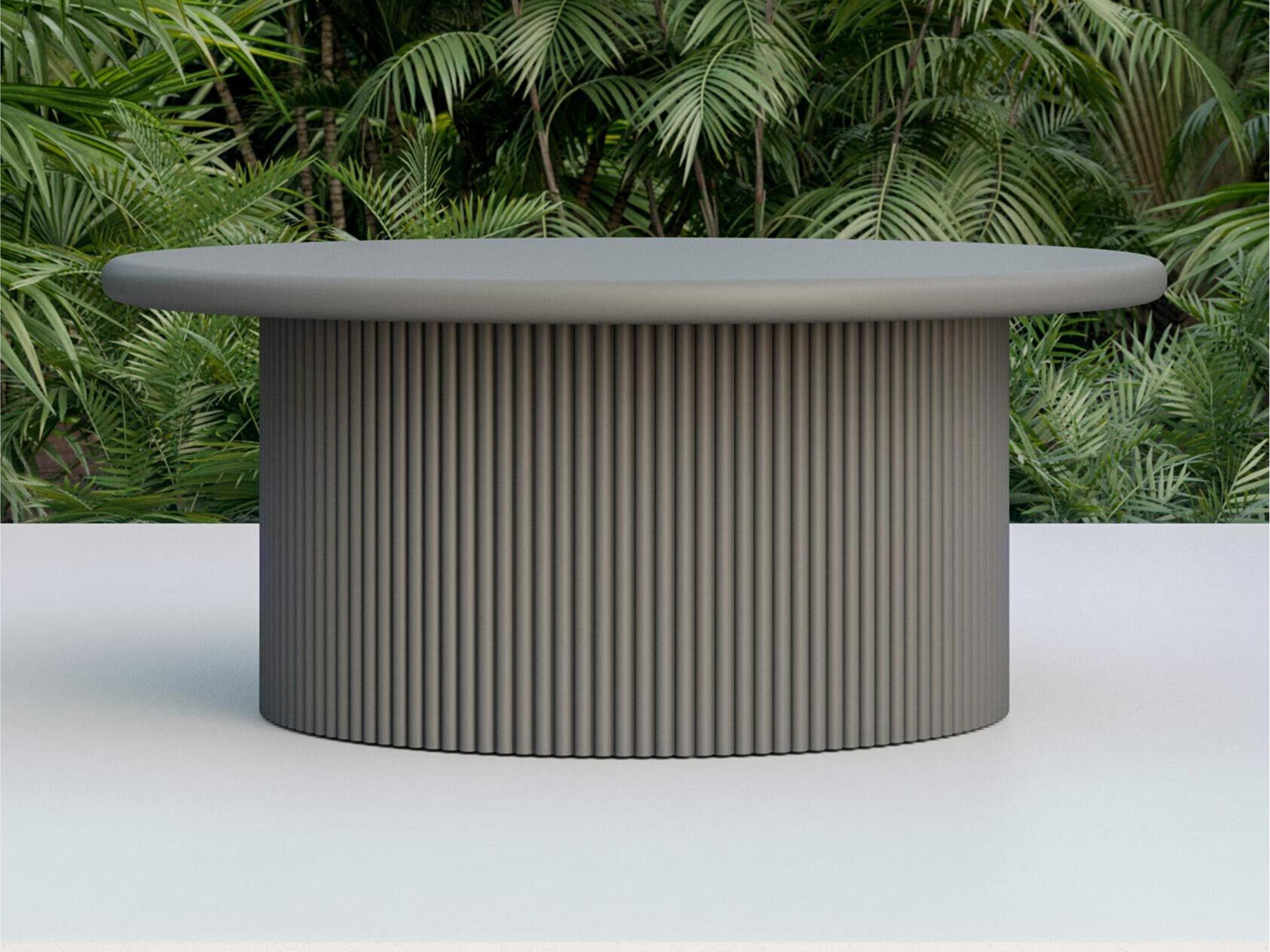 Azzurro Living Palma Matte Charcoal Aluminum Round Outdoor Patio Coffee Table