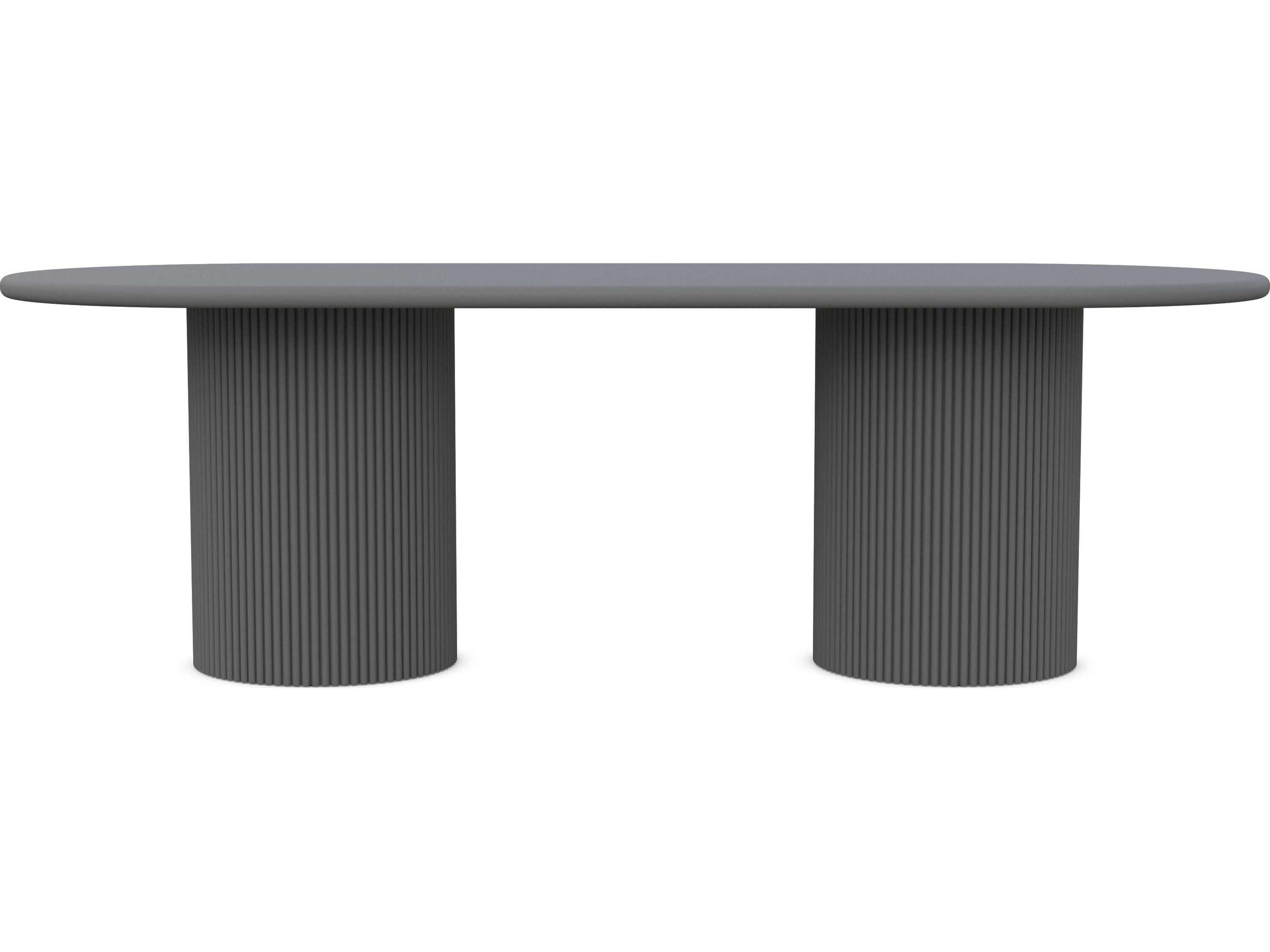 Azzurro Living Palma Matte Charcoal Aluminum Oval Dining Table