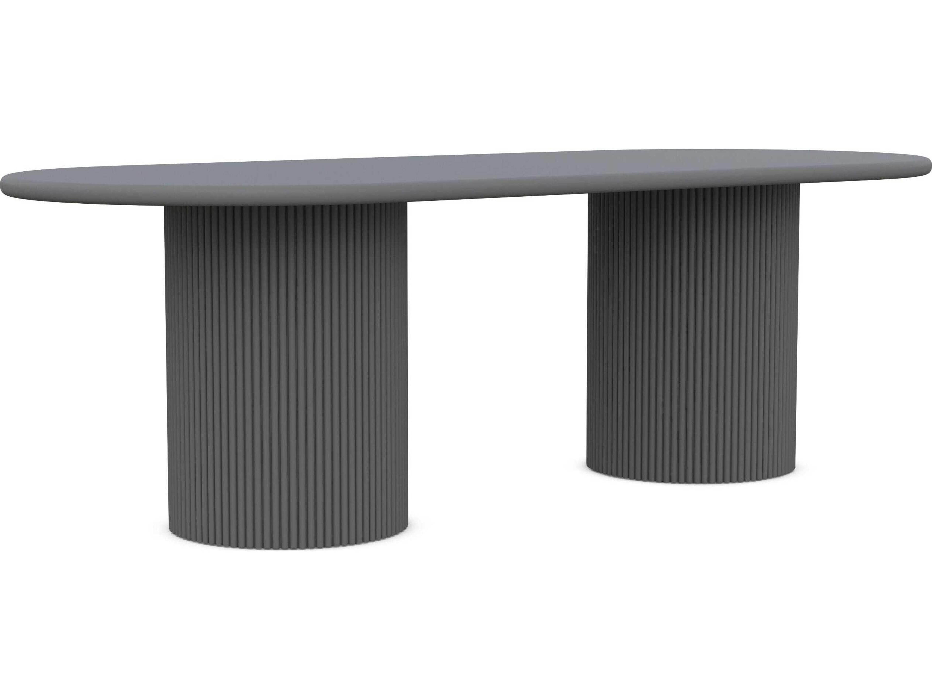 Azzurro Living Palma Matte Charcoal Aluminum Oval Dining Table
