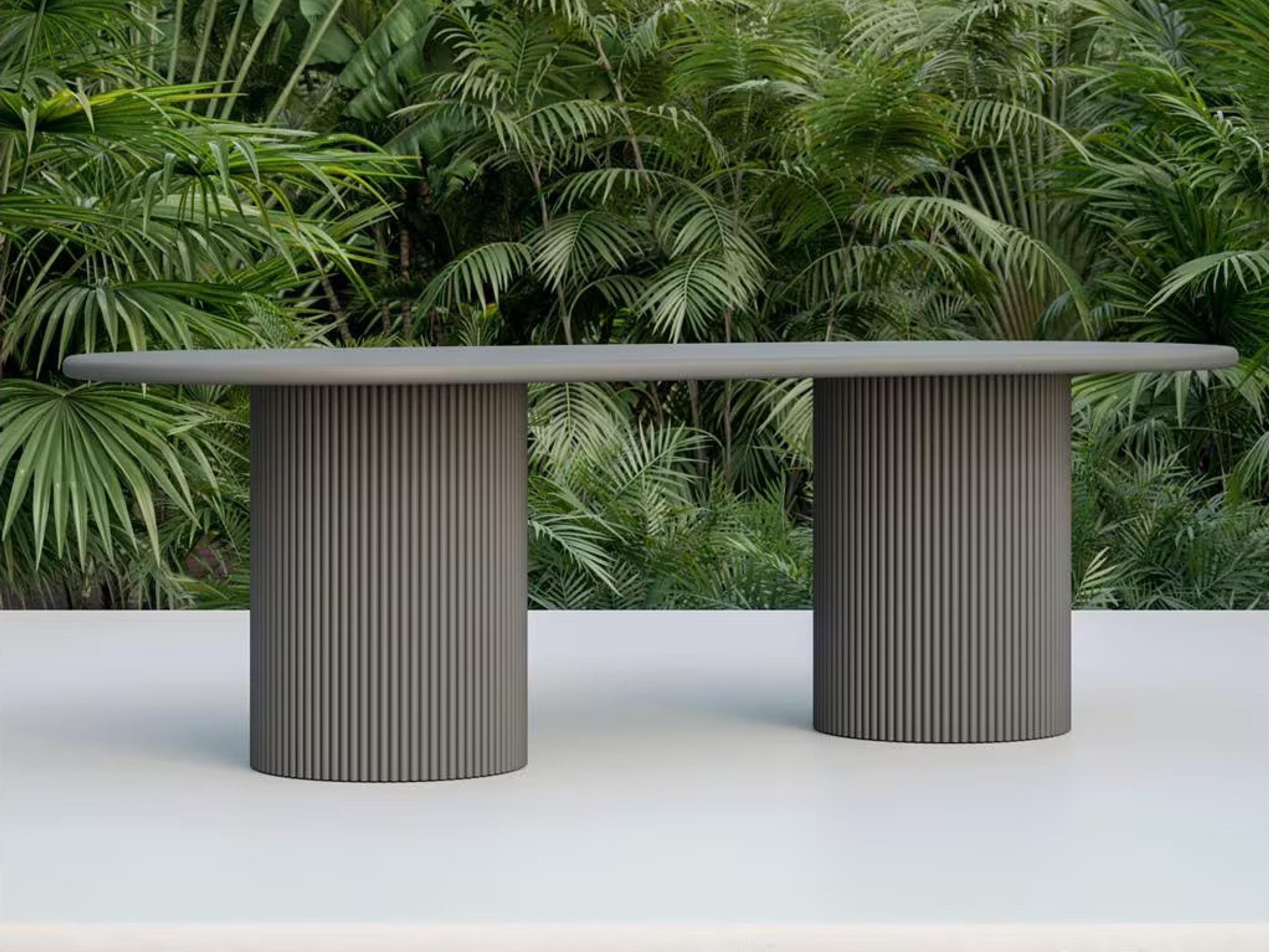 Azzurro Living Palma Matte Charcoal Aluminum Oval Patio Dining Table