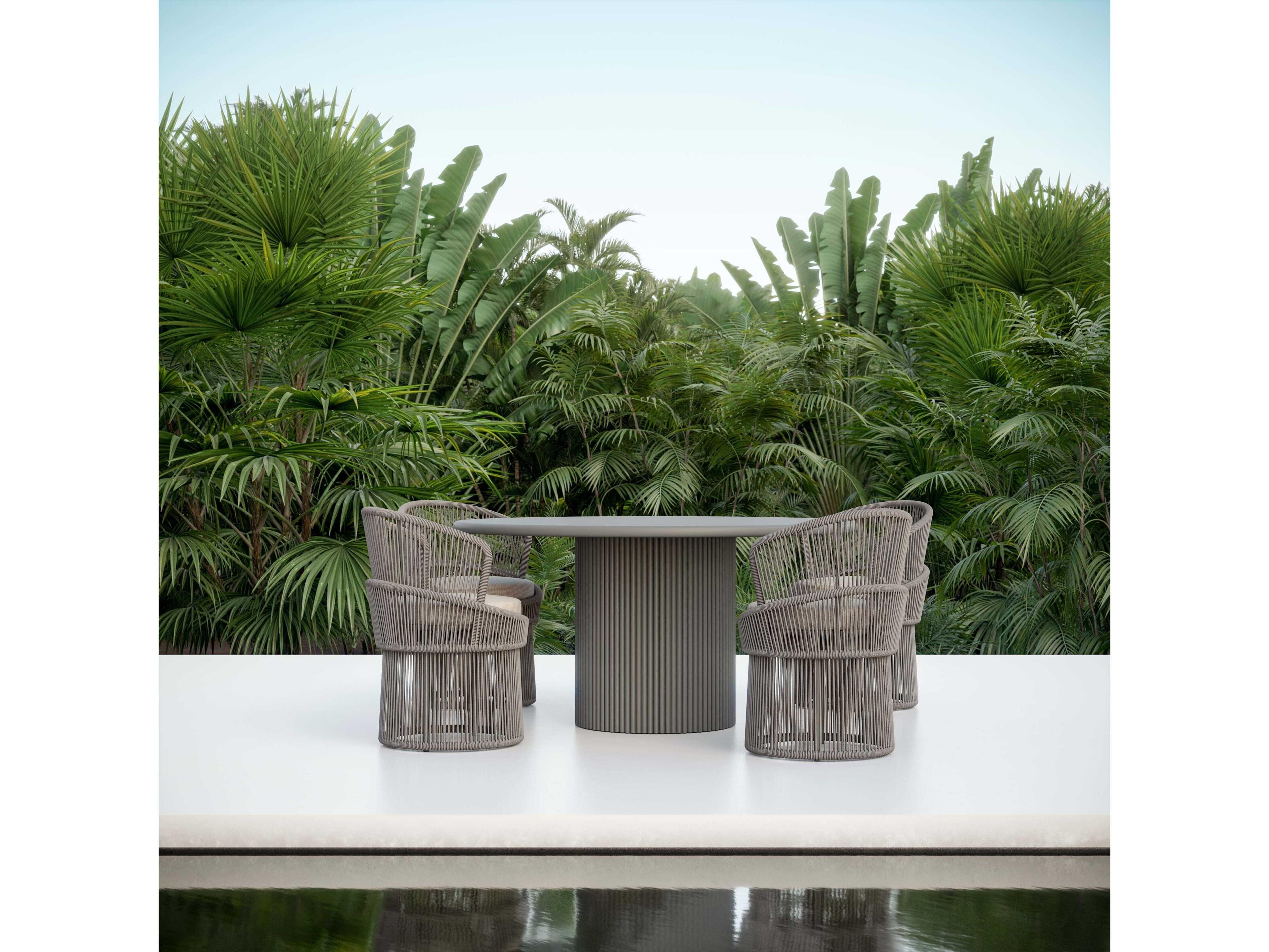 Azzurro Living Palma Matte Charcoal Aluminum Round Dining Table