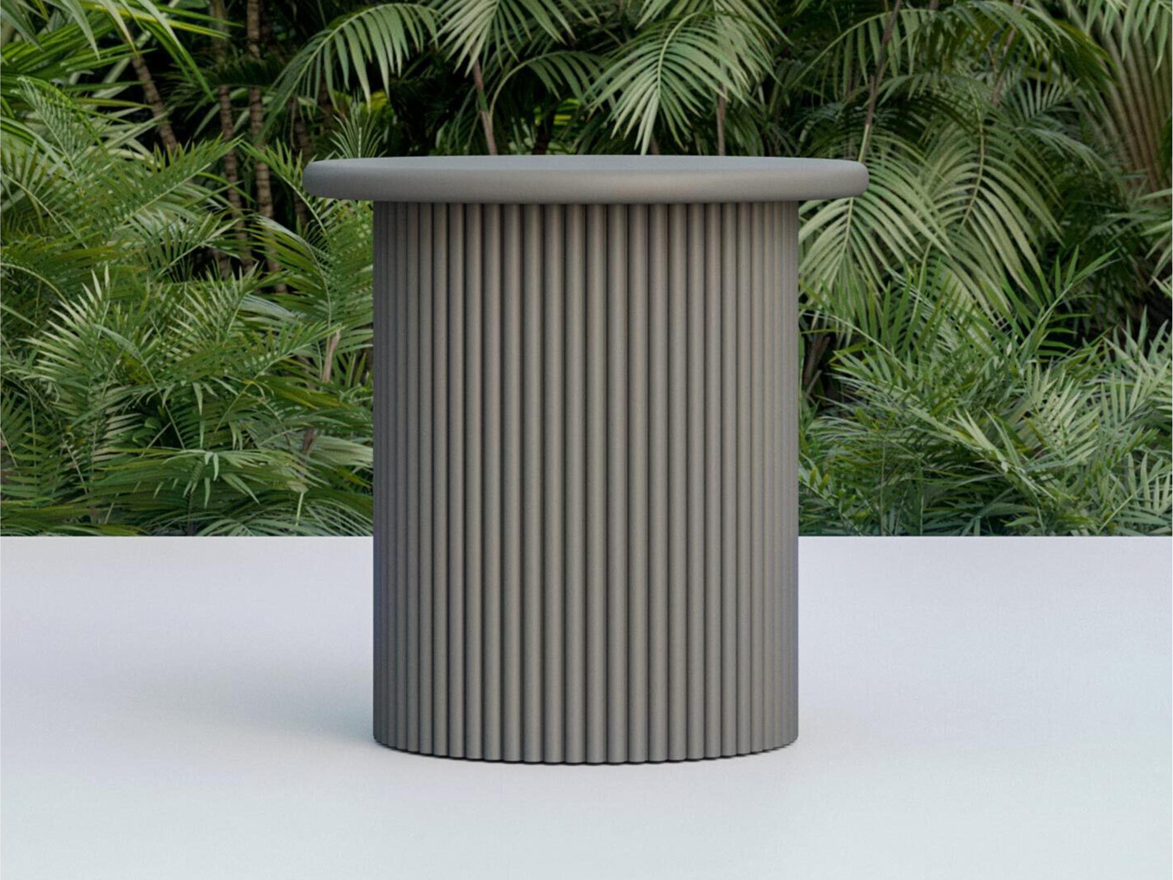 Azzurro Living Palma Matte Charcoal Aluminum Round Outdoor Patio Side Table