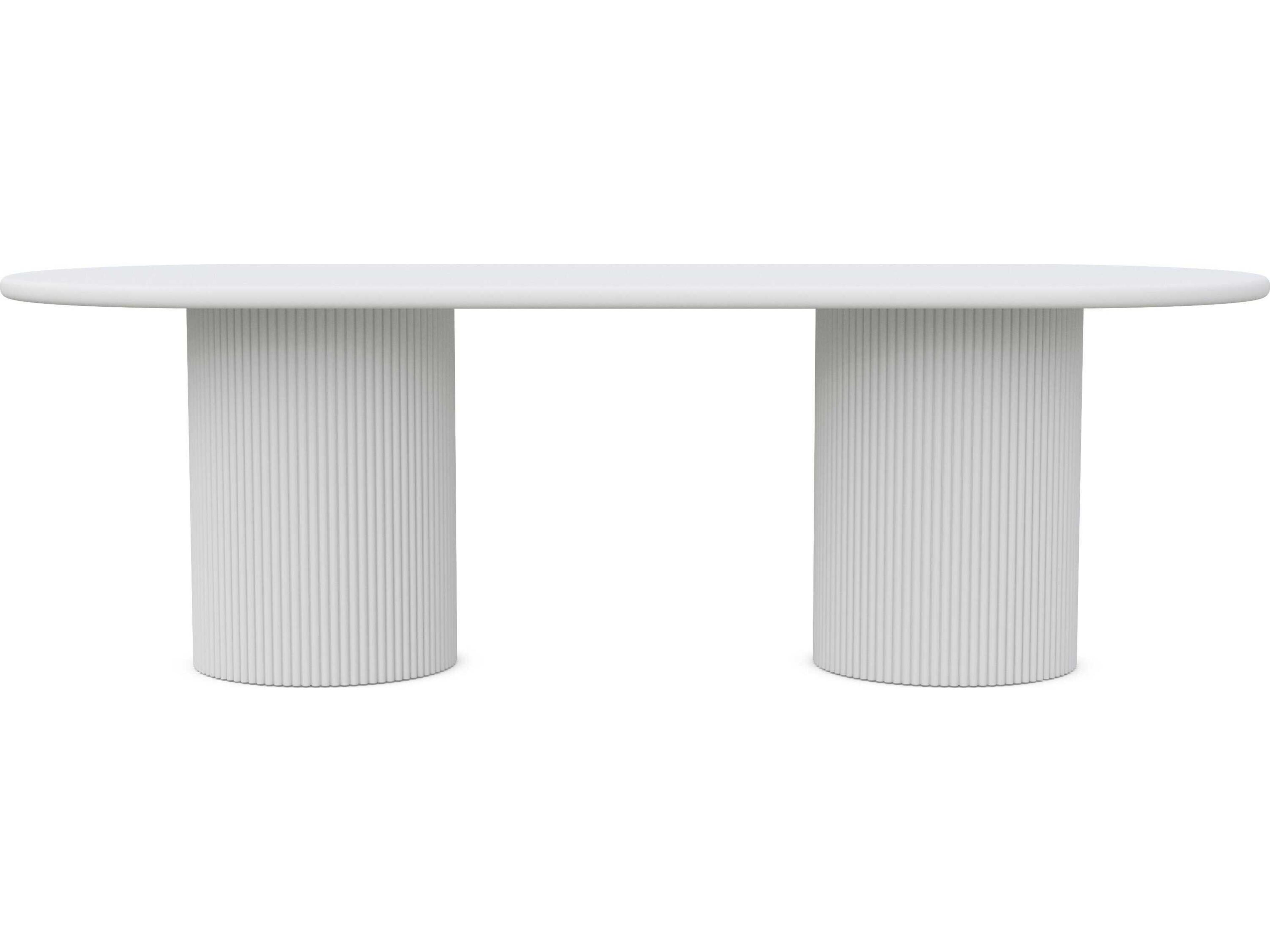 Azzurro Living Palma Matte White Aluminum Oval Dining Table