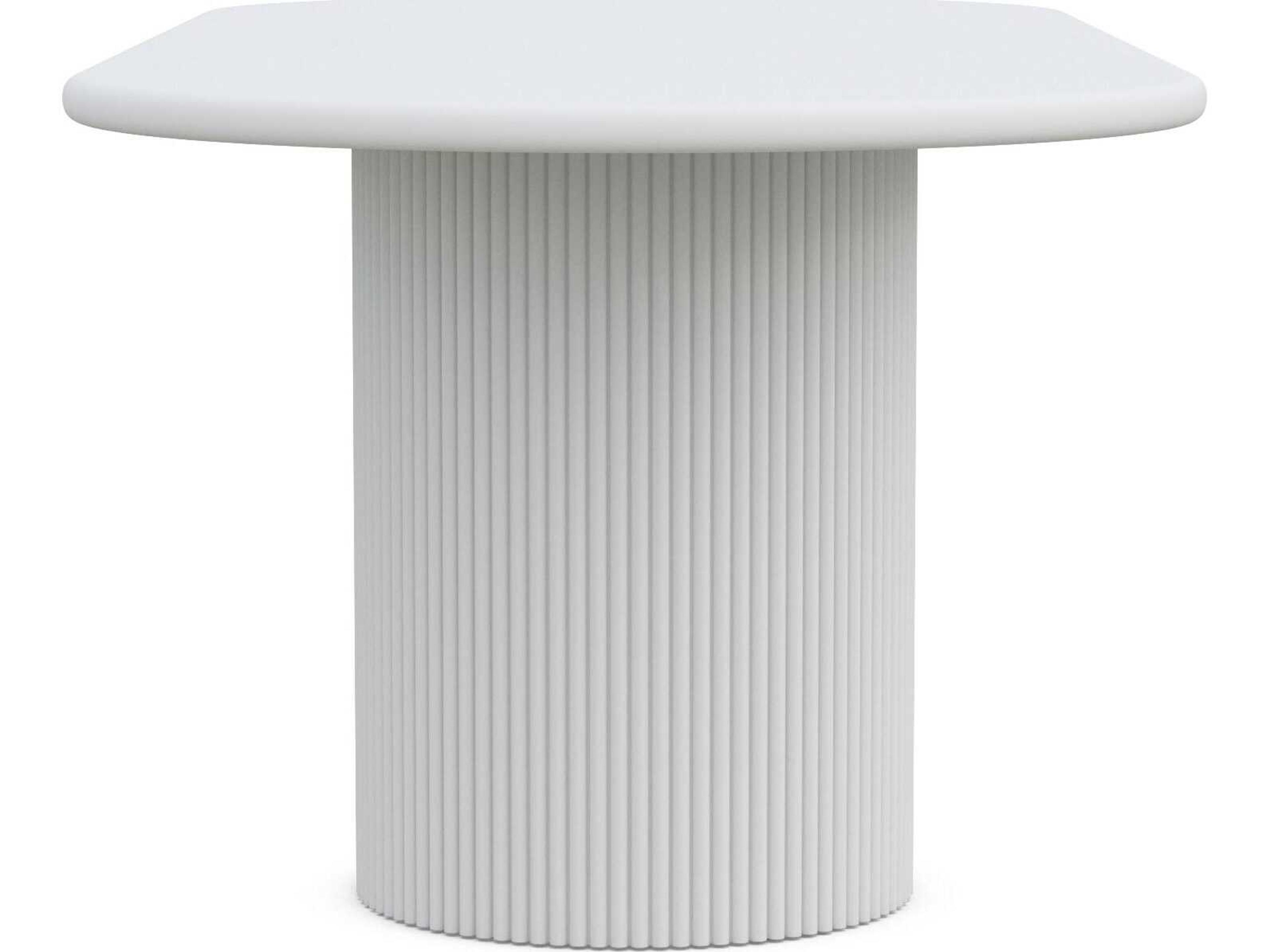Azzurro Living Palma Matte White Aluminum Oval Dining Table