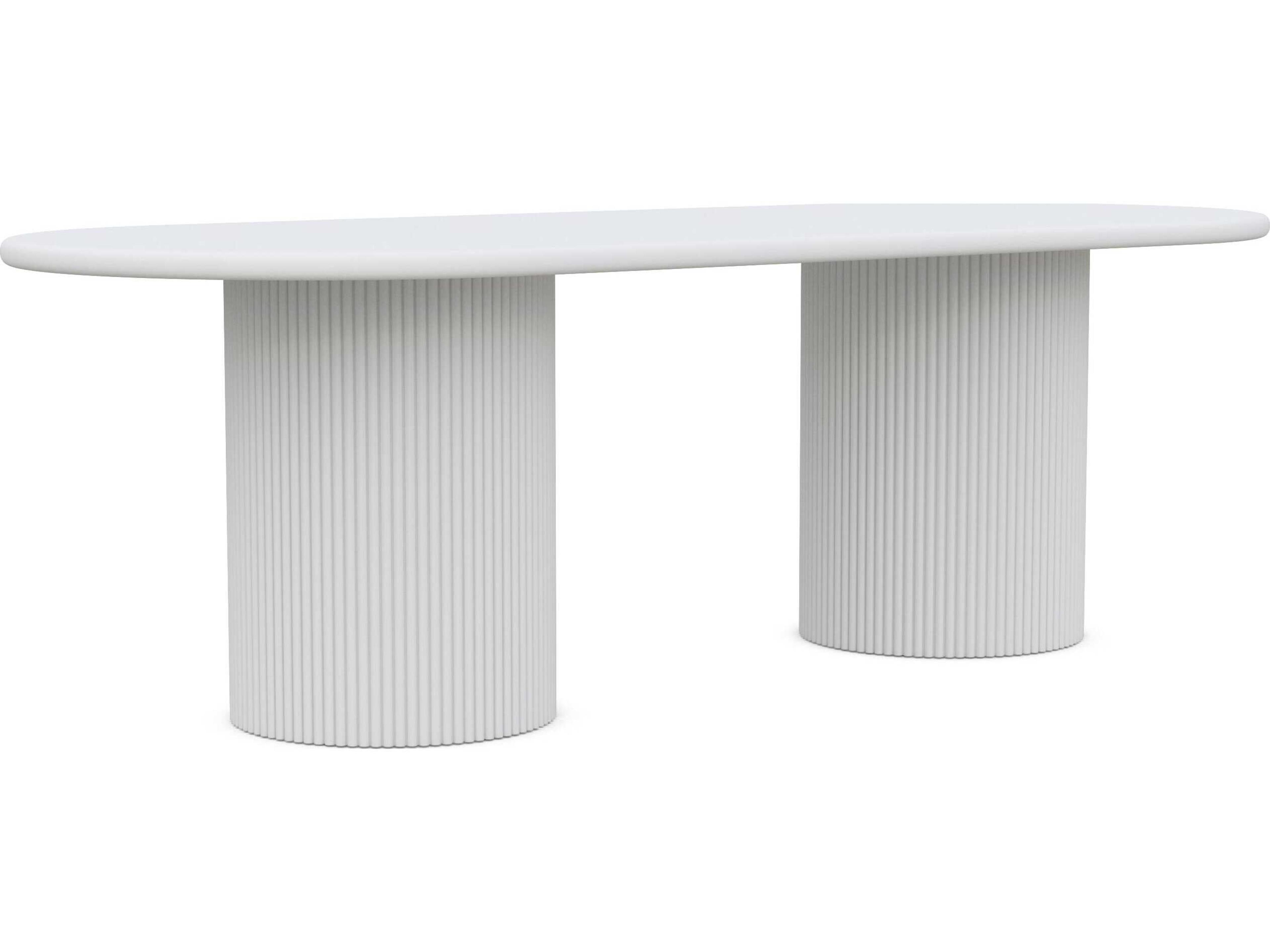 Azzurro Living Palma Matte White Aluminum Oval Dining Table