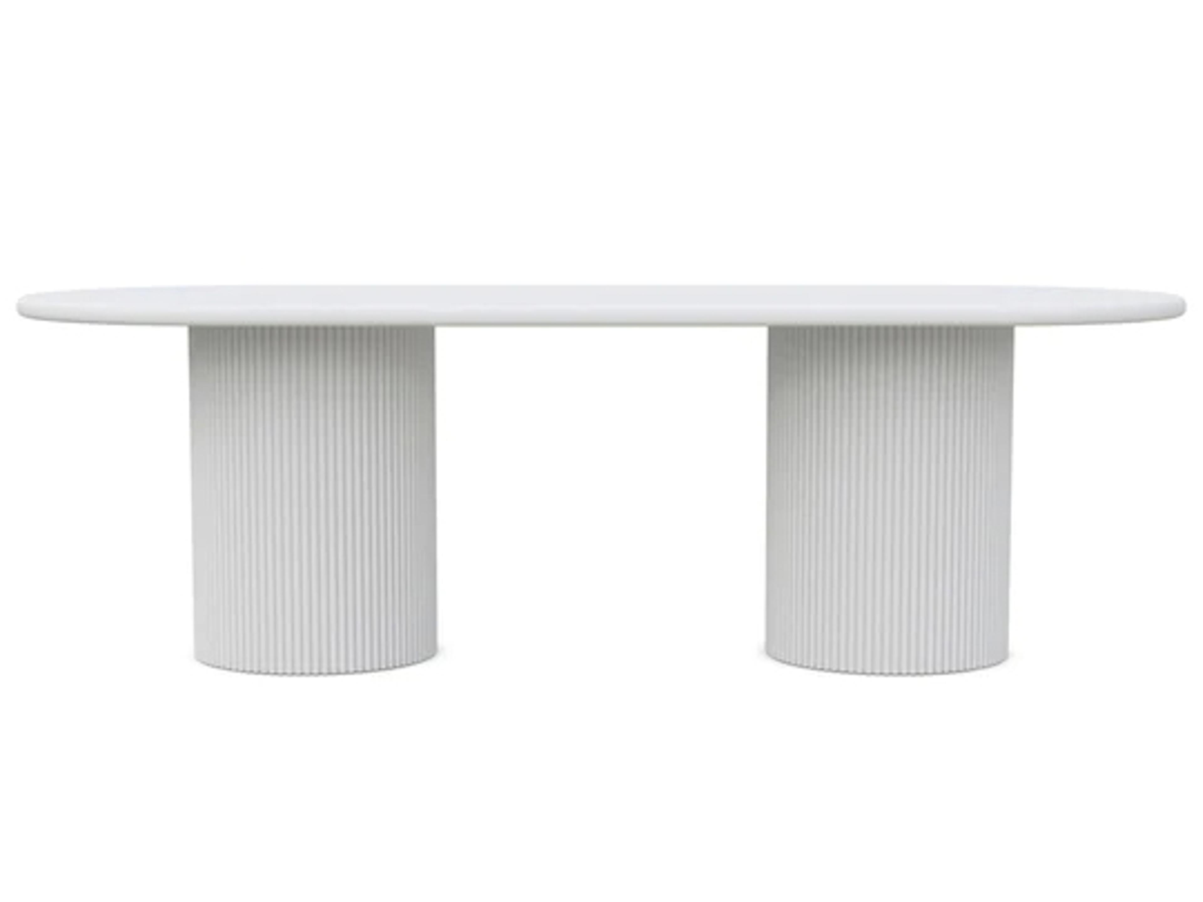 Azzurro Living Palma Matte White Aluminum Oval Outdoor Dining Table