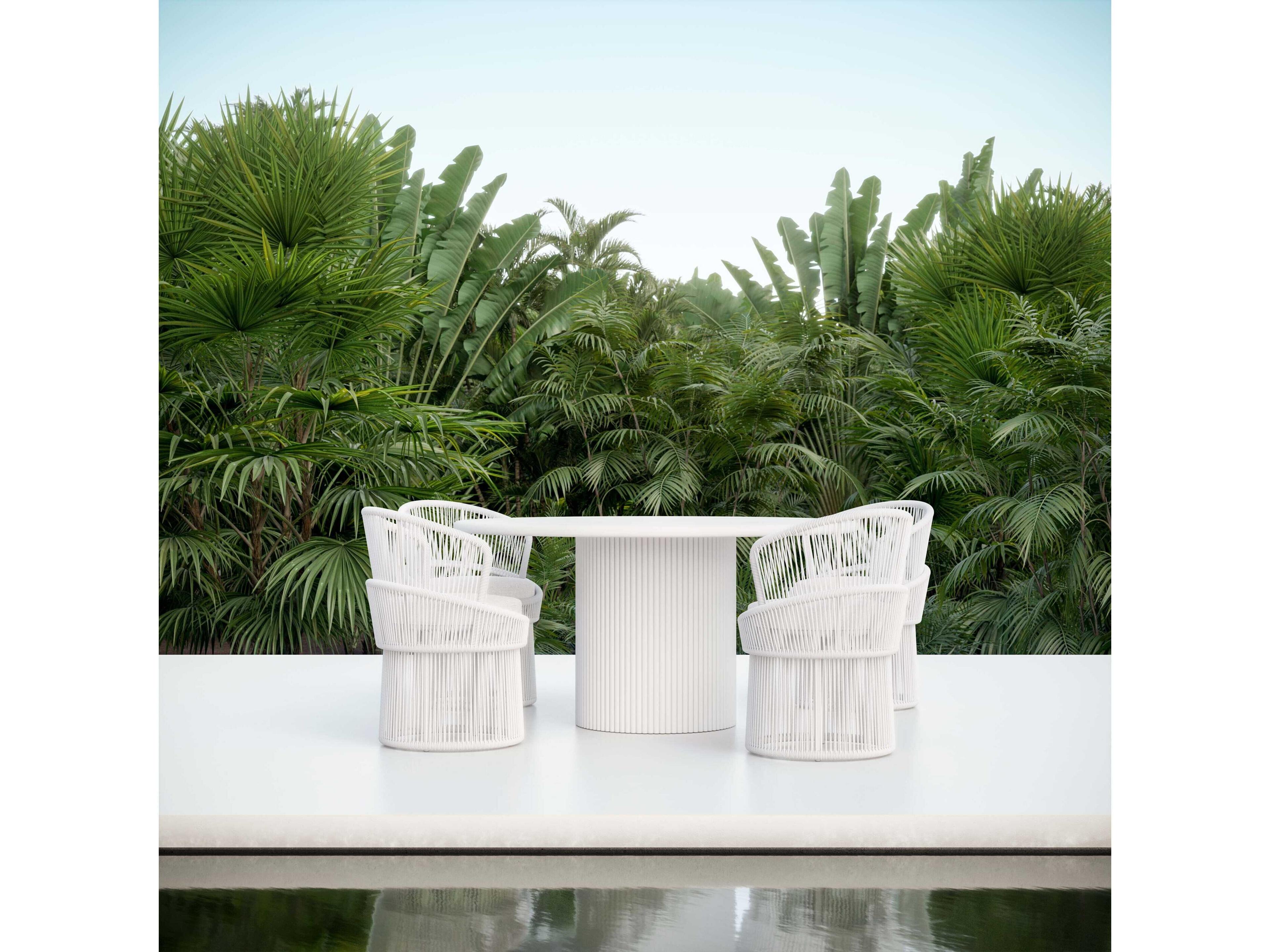 Azzurro Living Palma Matte White Aluminum Round Dining Table