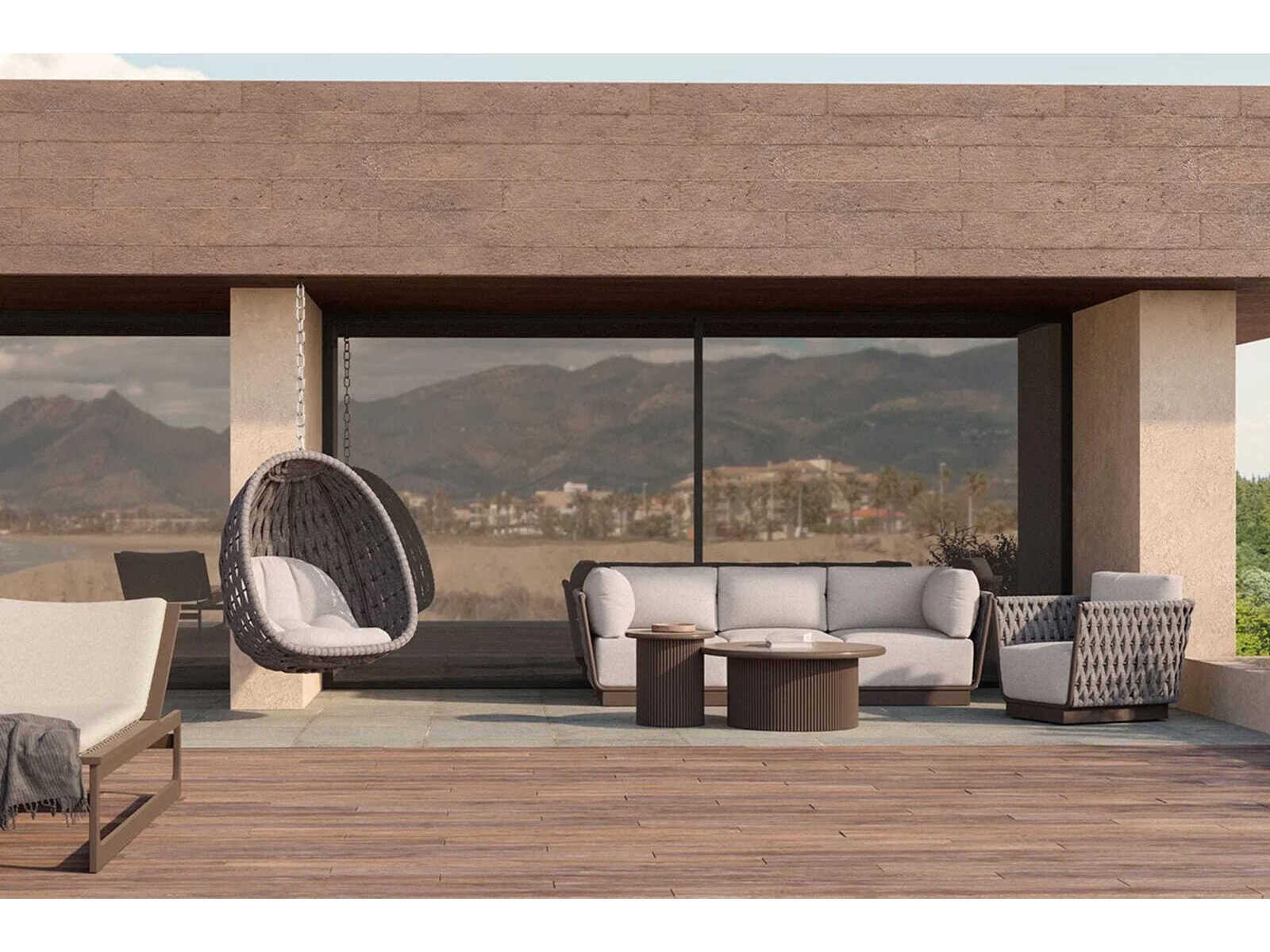 Azzurro Living Palma Matte Bronze Aluminum Round Coffee Table