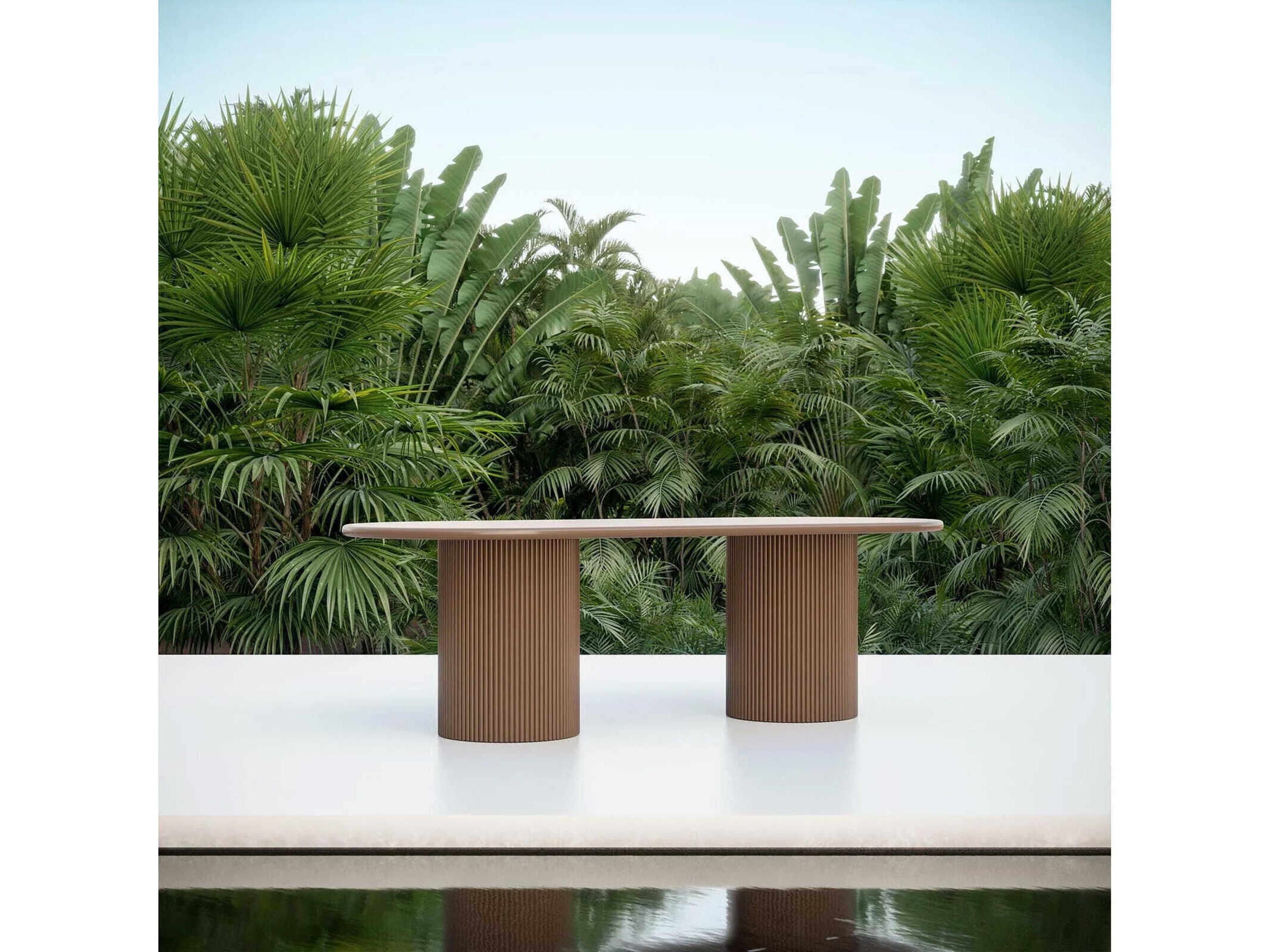 Azzurro Living Palma Matte Bronze Aluminum Oval Dining Table