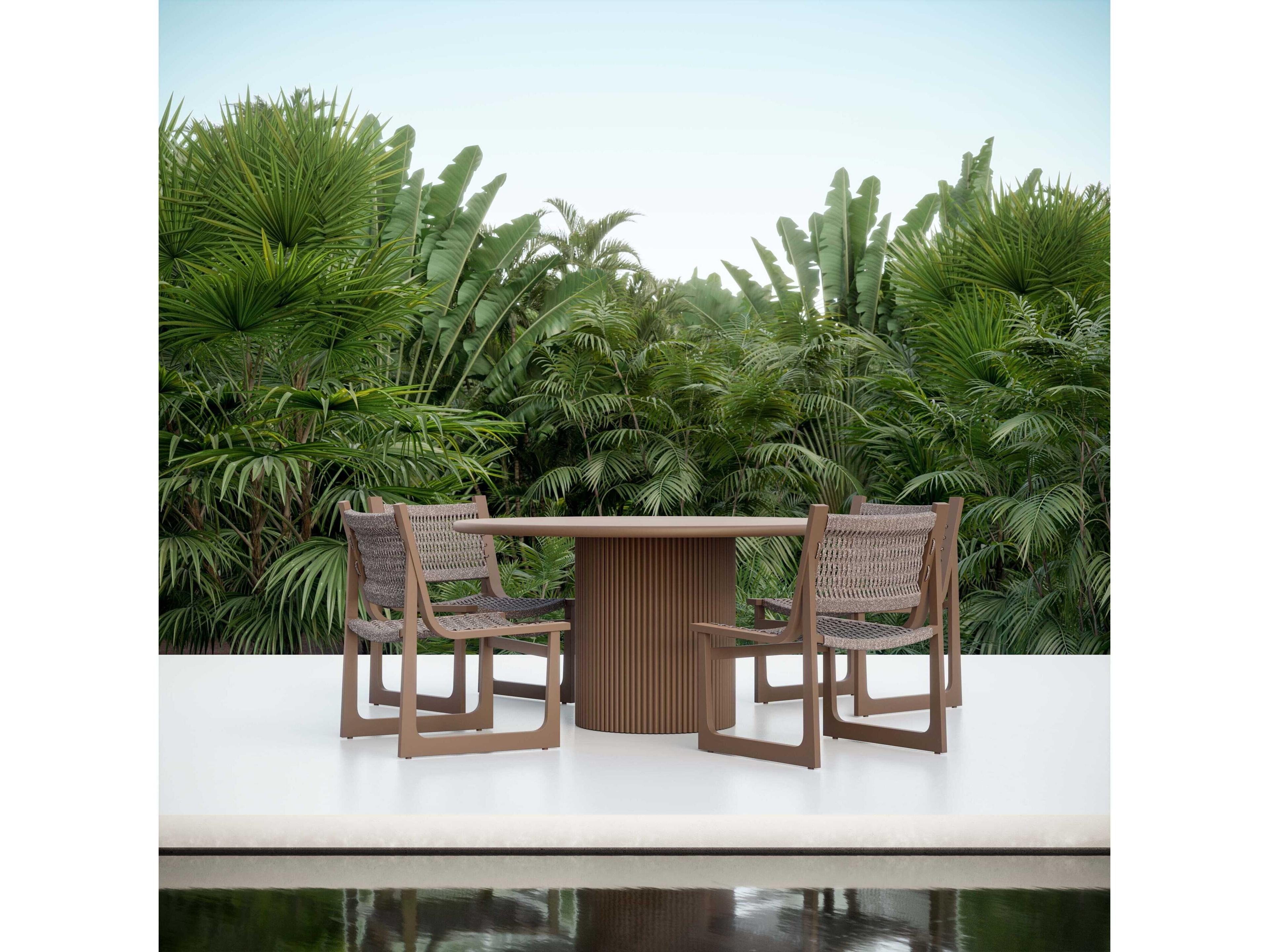 Azzurro Living Palma Matte Bronze Aluminum Round Dining Table