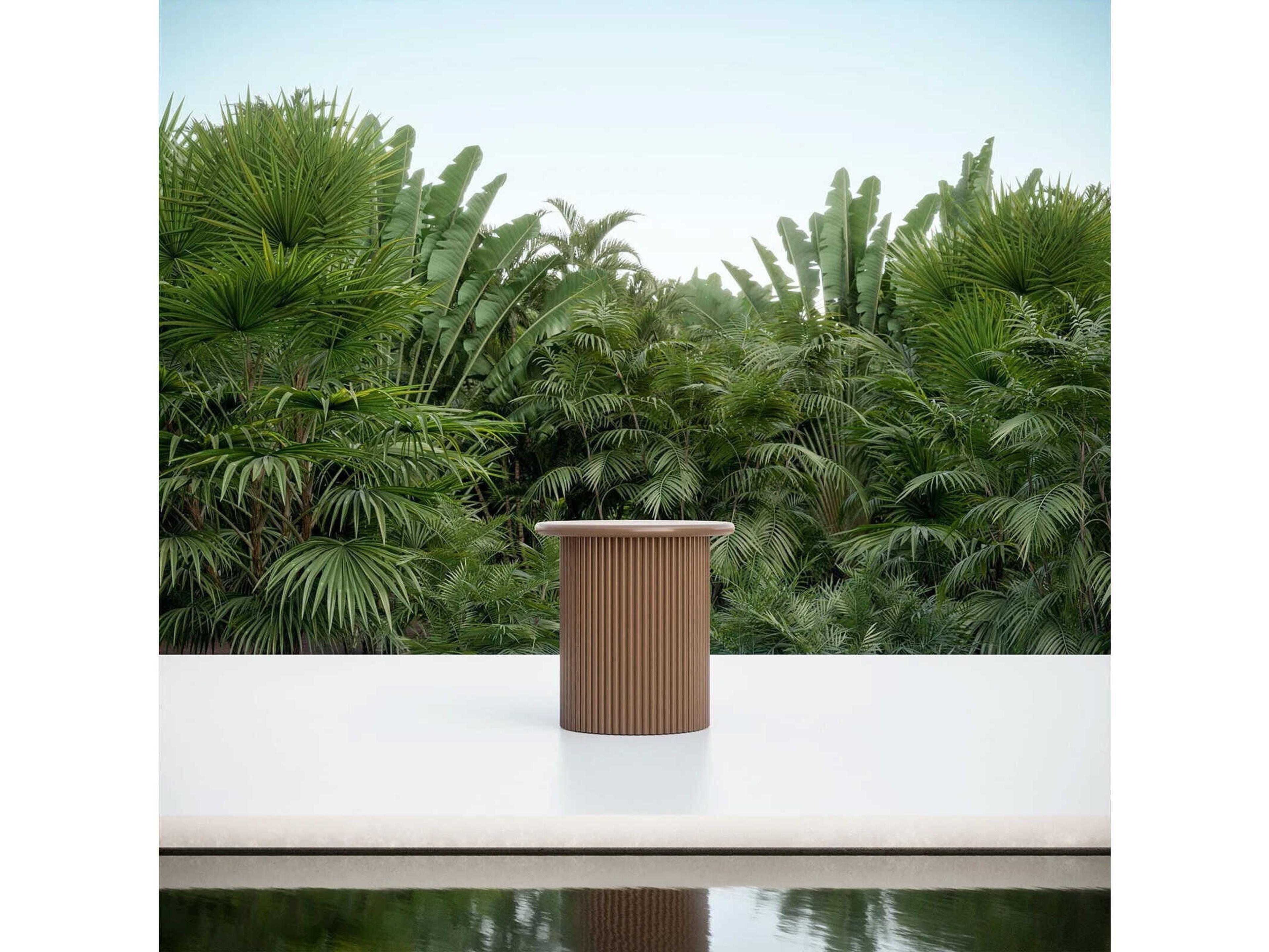 Azzurro Living Palma Matte Bronze Aluminum Round End Table