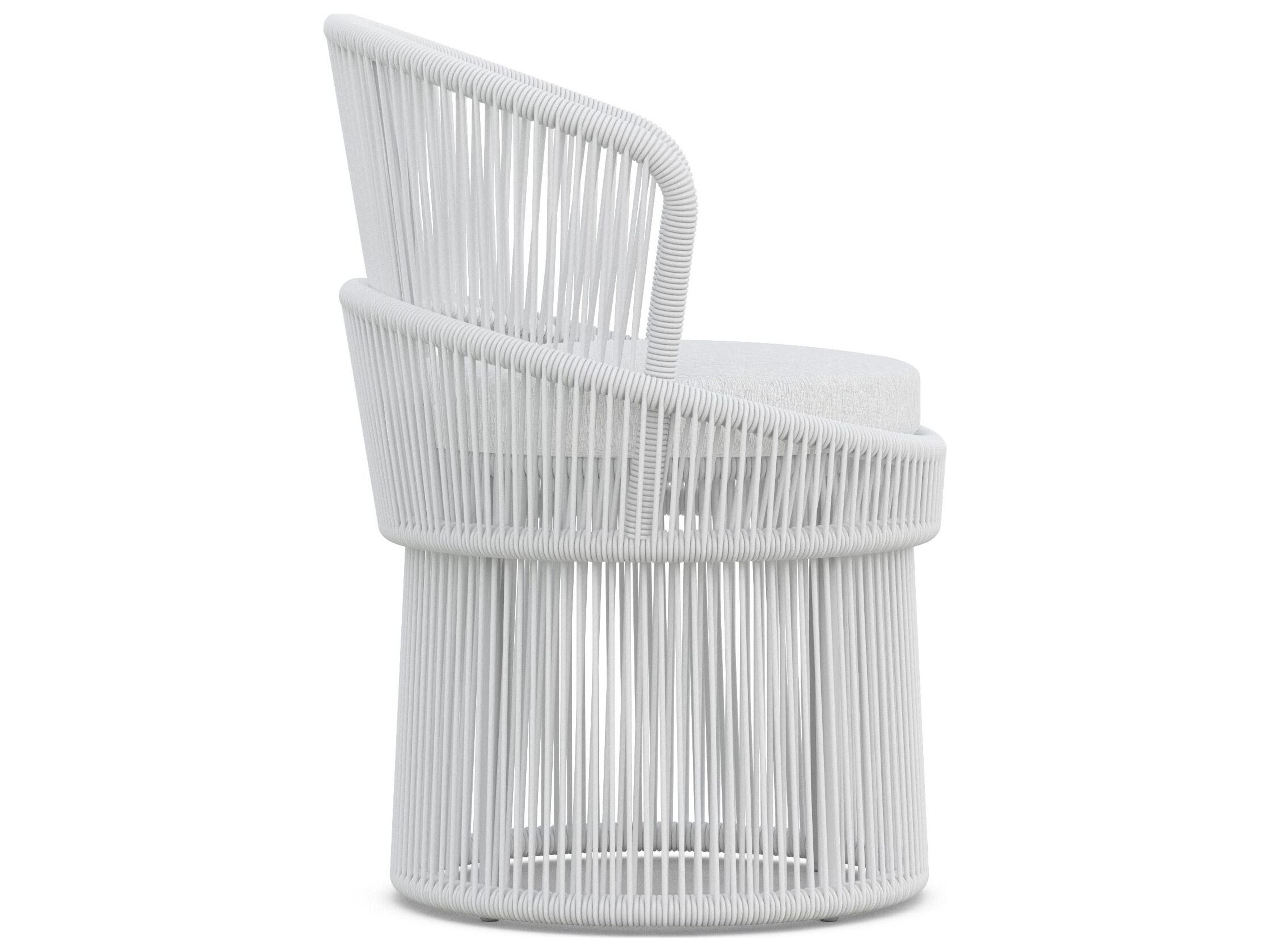 Azzurro Living Palma White Mist All-Weather Rope Swivel Patio Dining Arm Chair with Cloud Cushion
