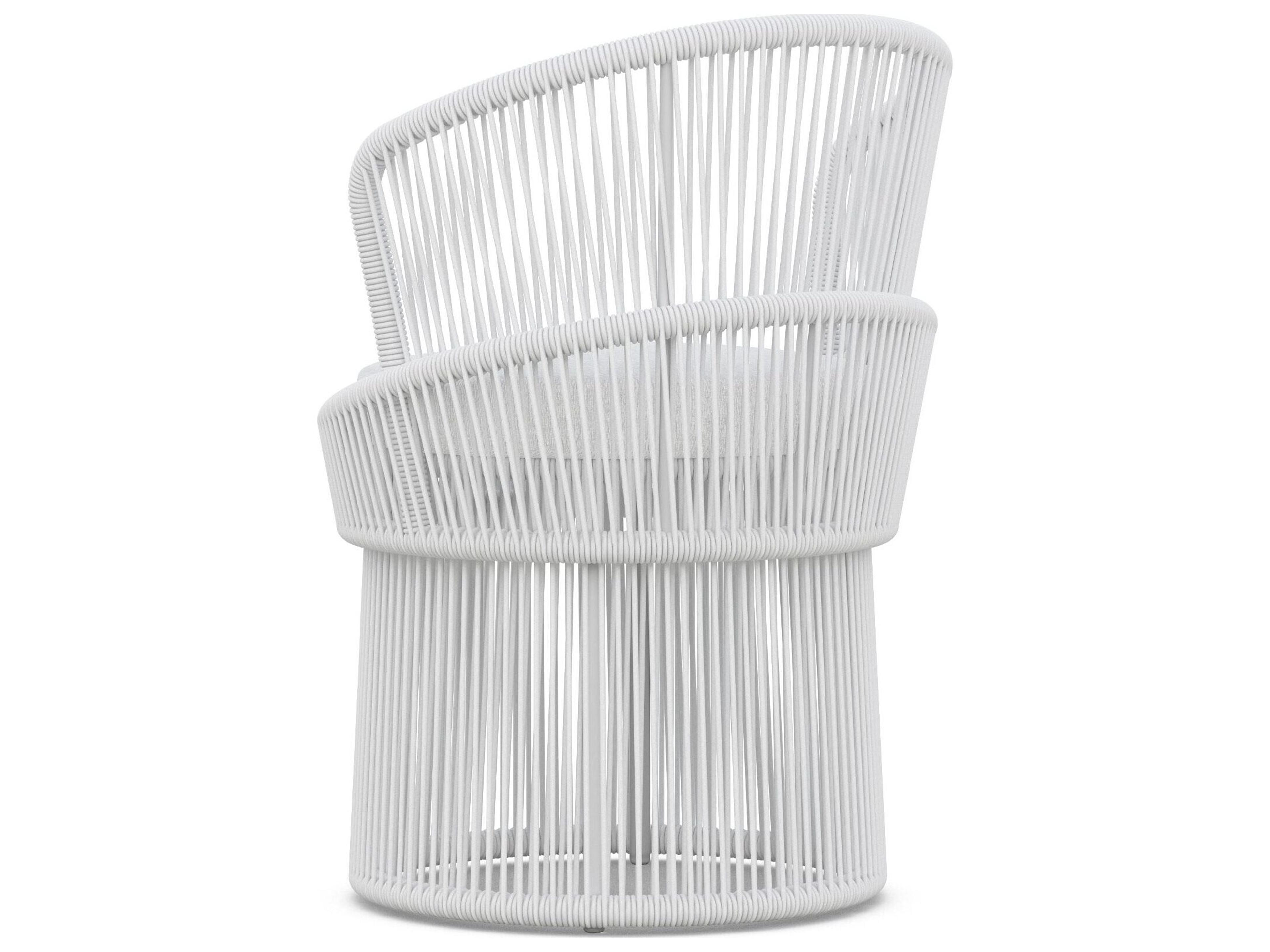 Azzurro Living Palma White Mist All-Weather Rope Swivel Patio Dining Arm Chair with Cloud Cushion