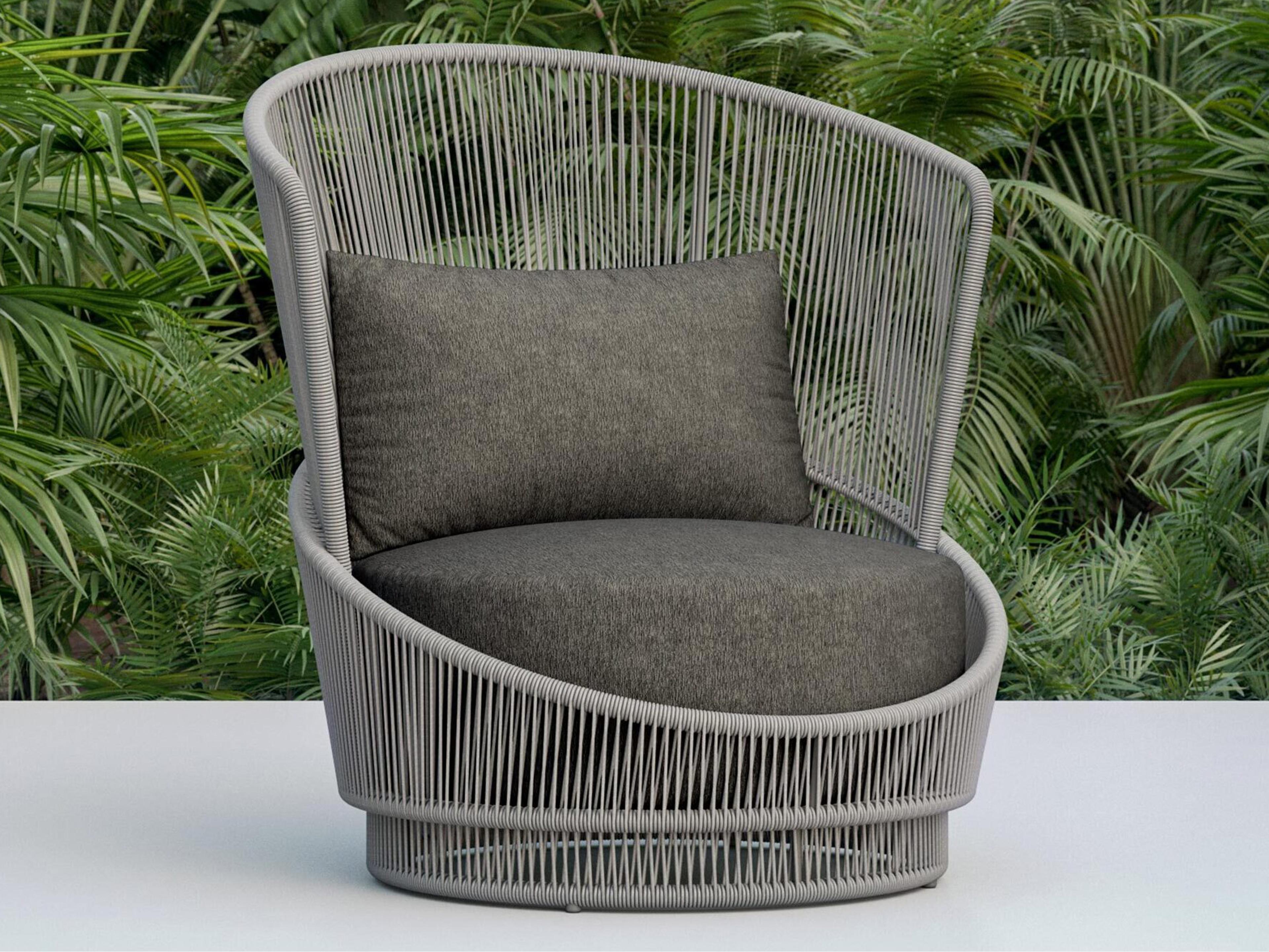 Azzurro Living Palma Mocha All-Weather Rope Patio Lounge Chair with Midnight Cushion