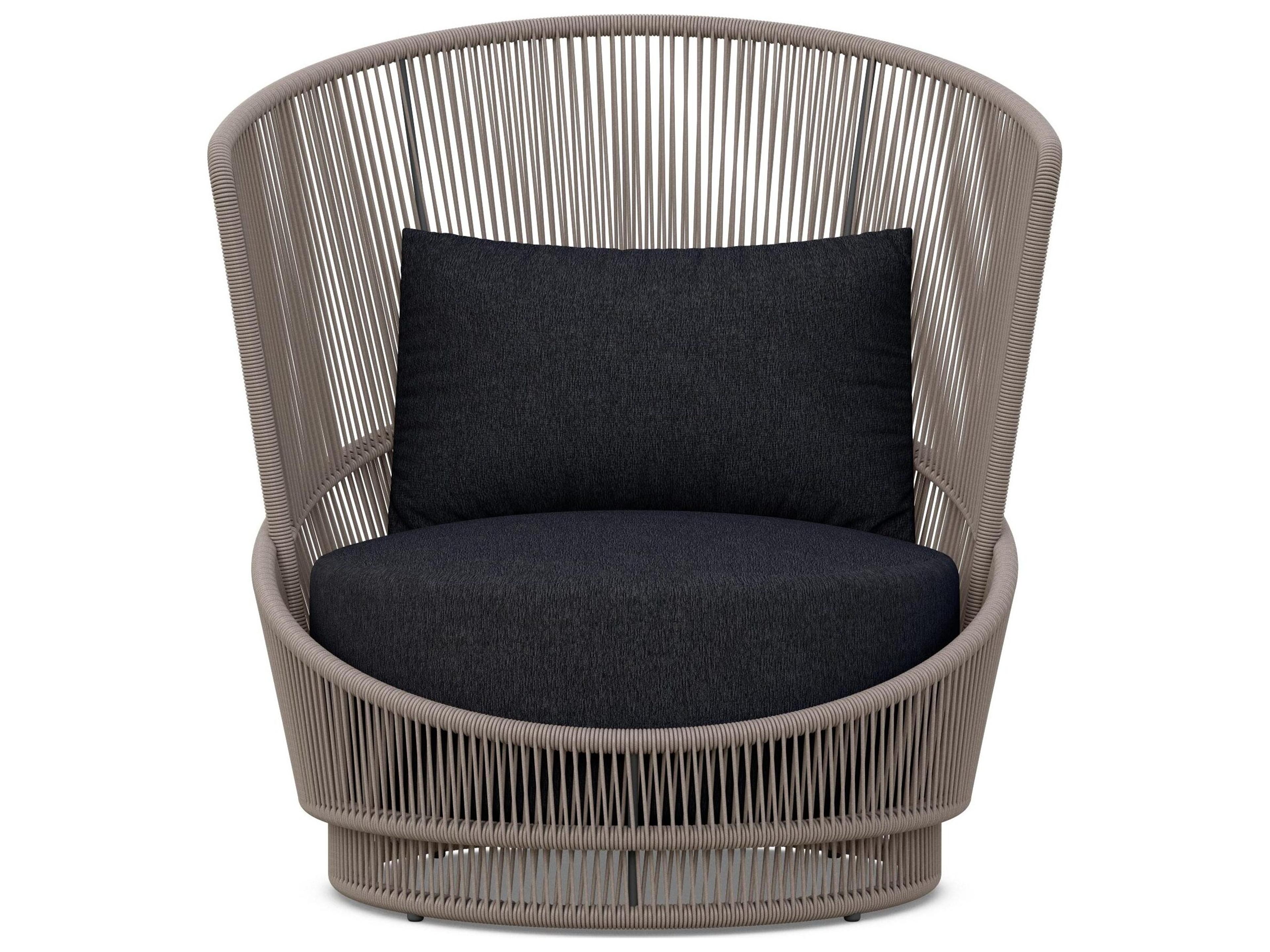 Azzurro Living Palma Mocha All-Weather Rope Patio Lounge Chair with Midnight Cushion