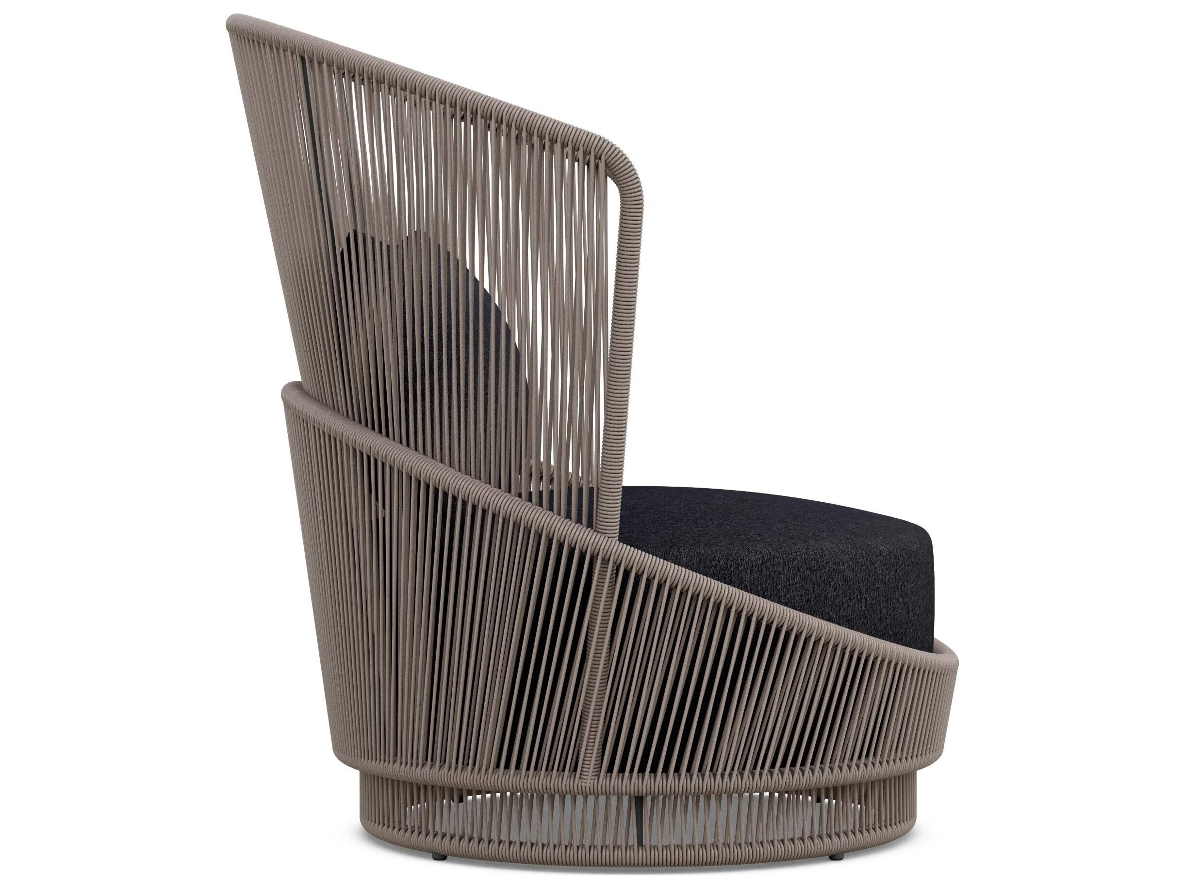 Azzurro Living Palma Mocha All-Weather Rope Patio Lounge Chair with Midnight Cushion