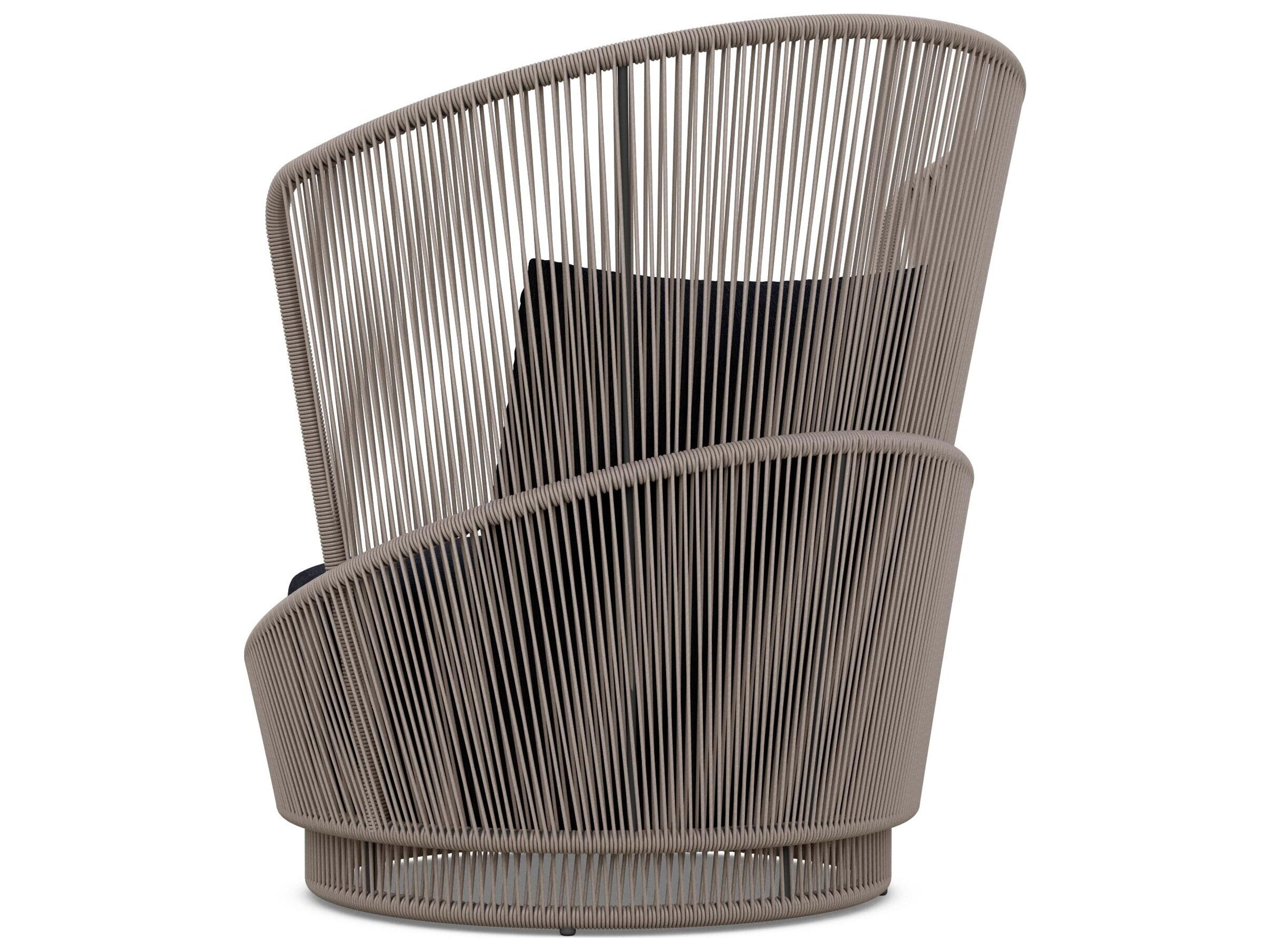 Azzurro Living Palma Mocha All-Weather Rope Patio Lounge Chair with Midnight Cushion