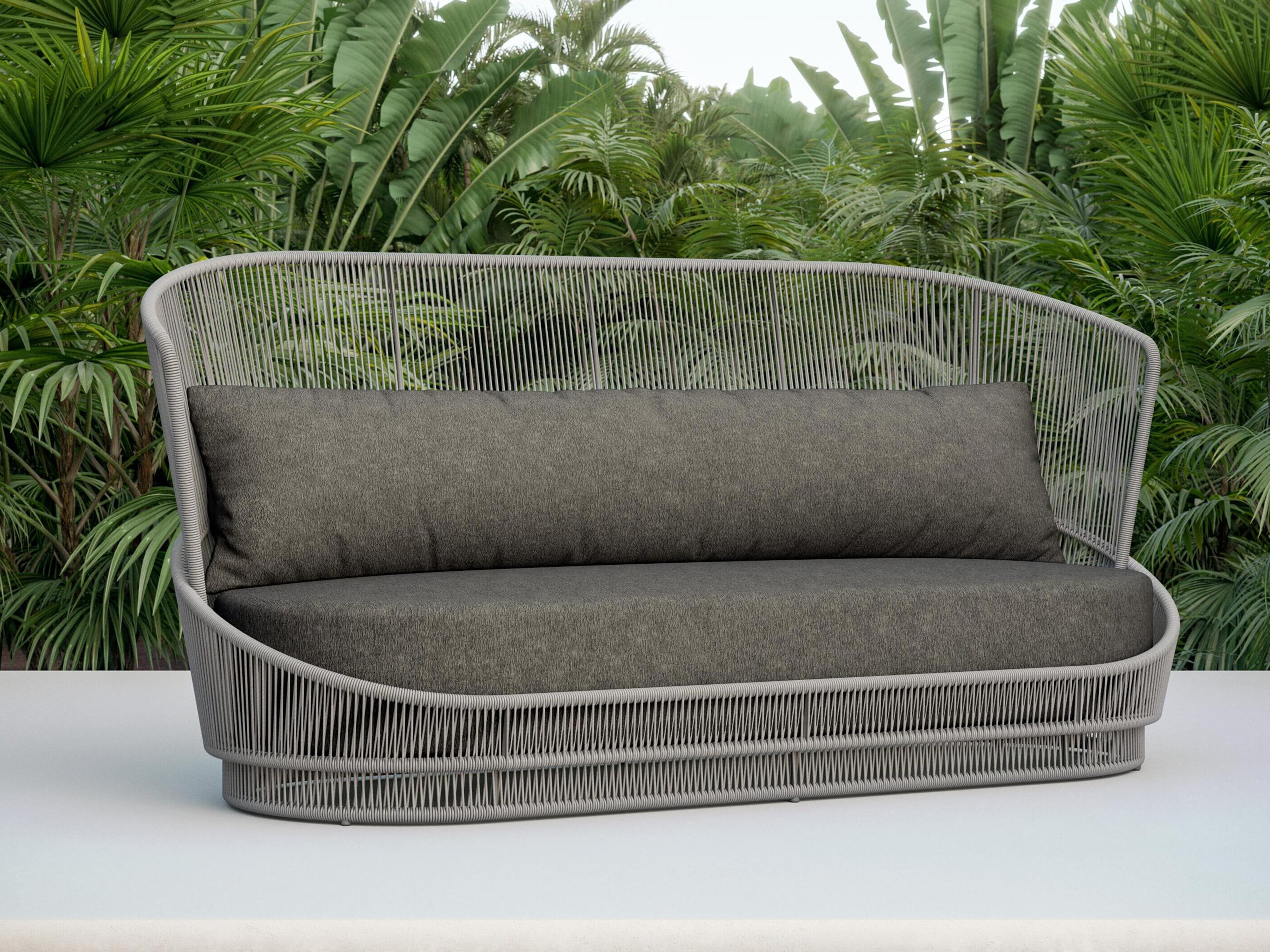 Azzurro Living Palma Mocha All-Weather Rope Outdoor Patio Sofa with Midnight Cushion