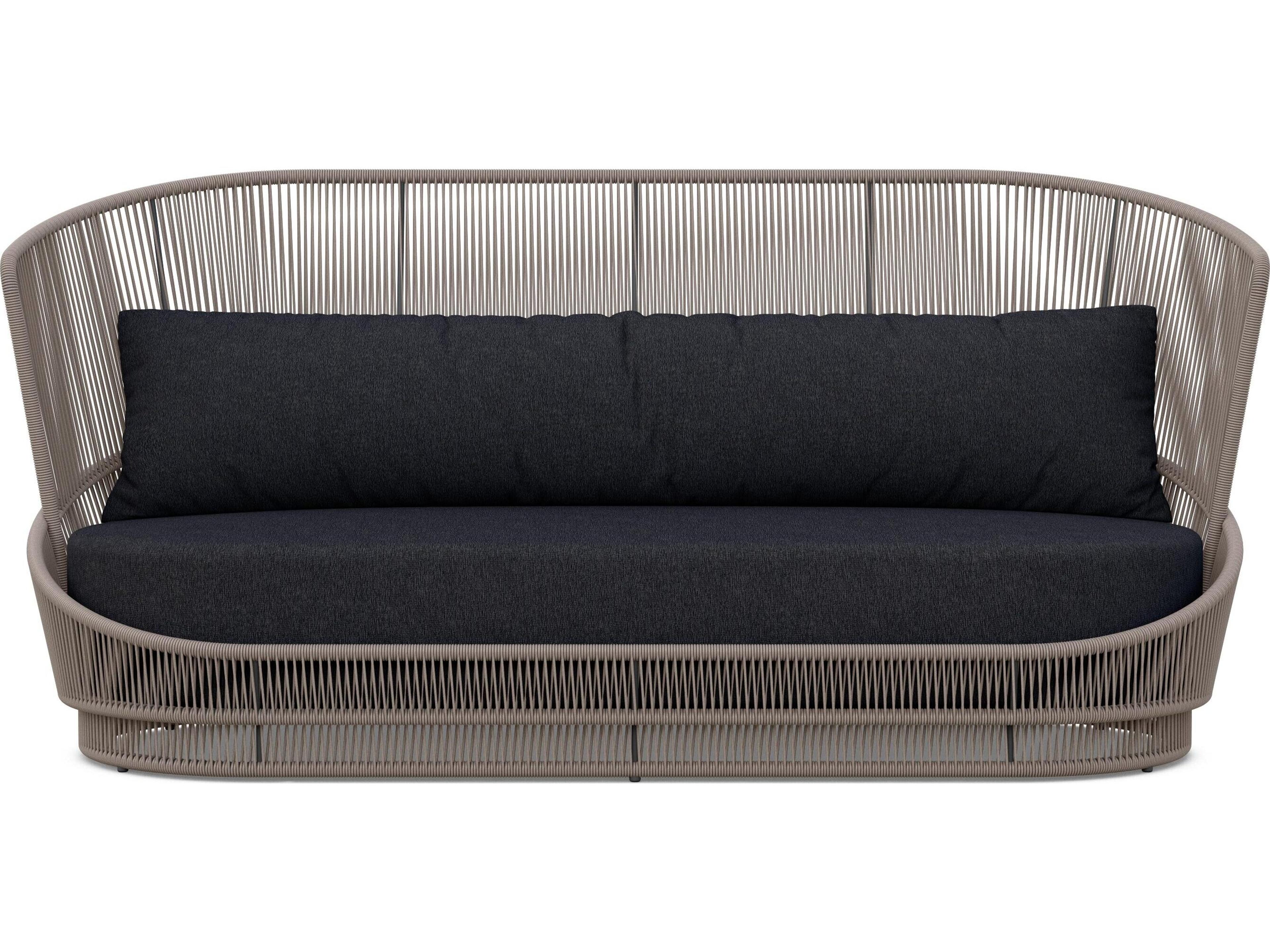 Azzurro Living Palma Mocha All-Weather Rope Outdoor Patio Sofa with Midnight Cushion