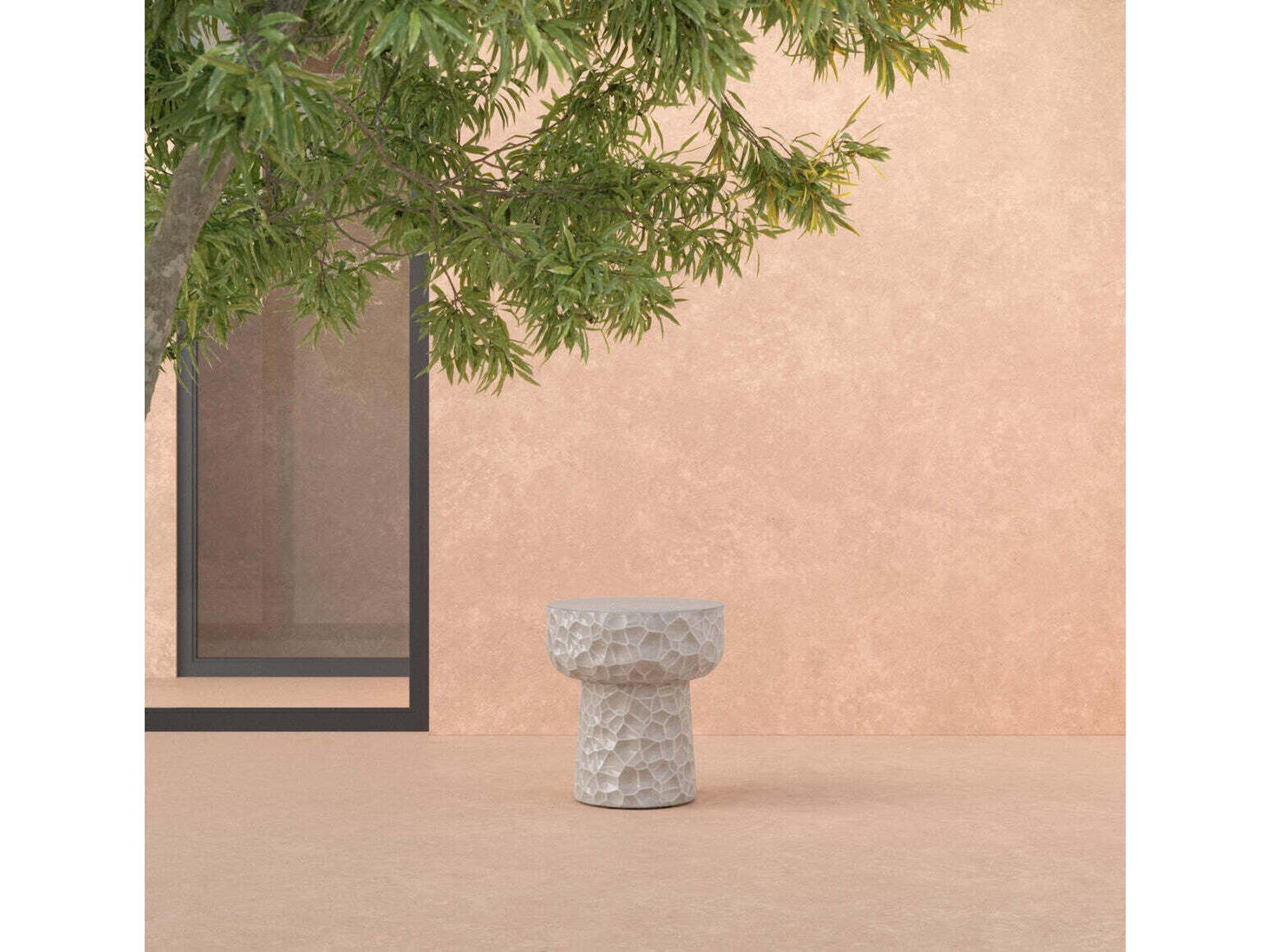 Azzurro Living Panama Oat Concrete Round End Table