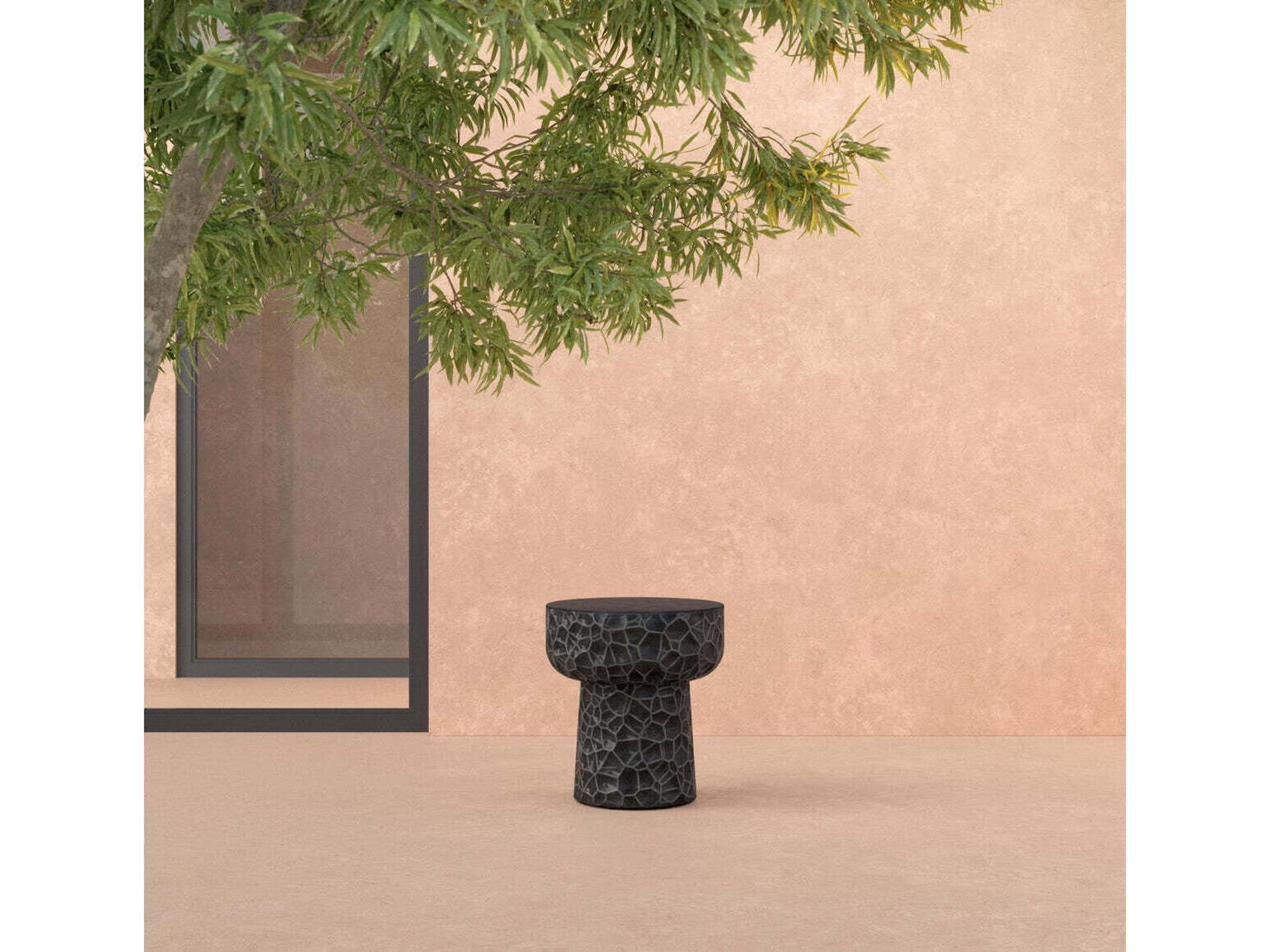 Azzurro Living Panama Coal Concrete Round End Table