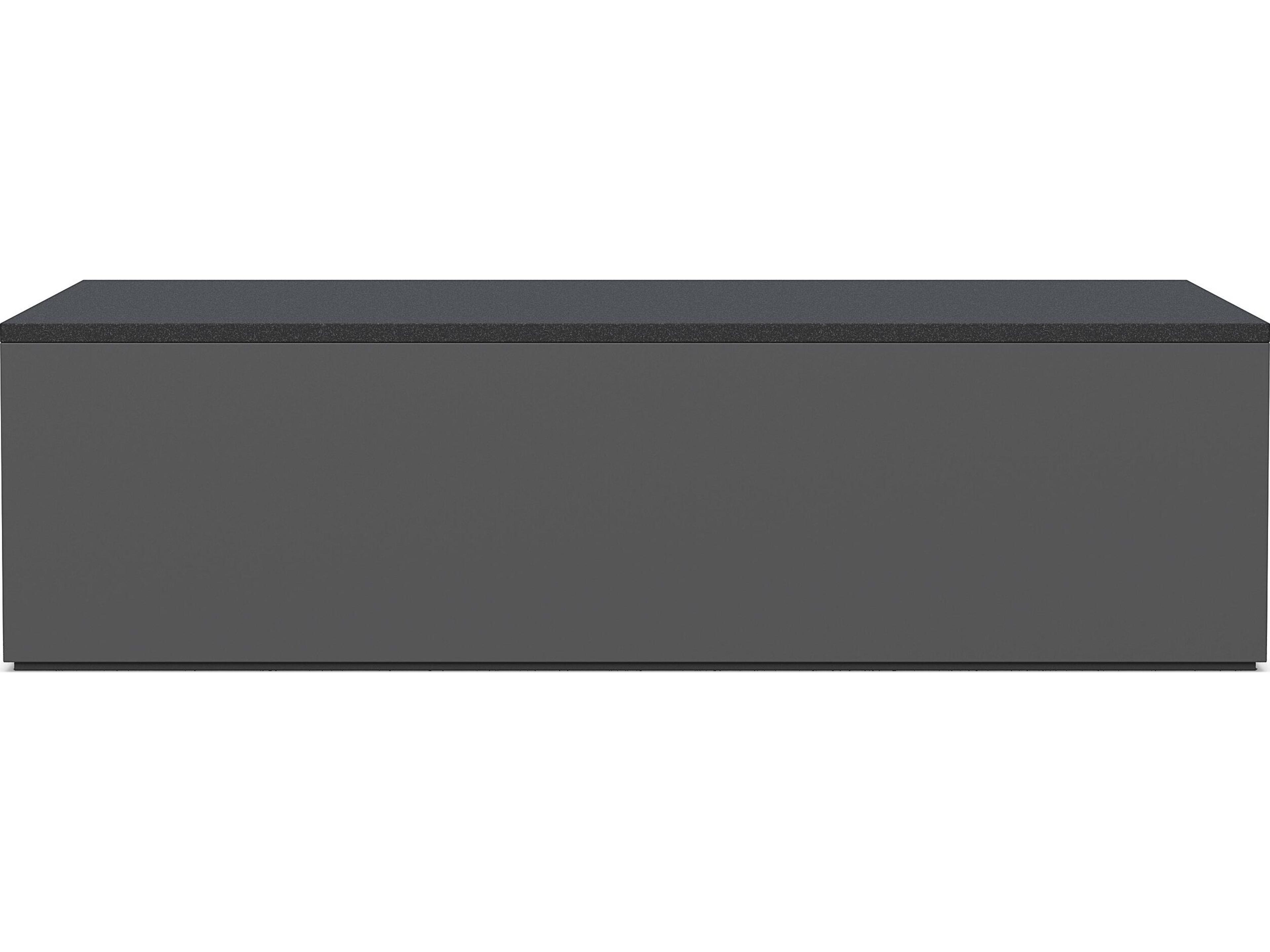 Azzurro Living Porto Matte Charcoal Aluminum Rectangular Granite Top Outdoor Coffee Table