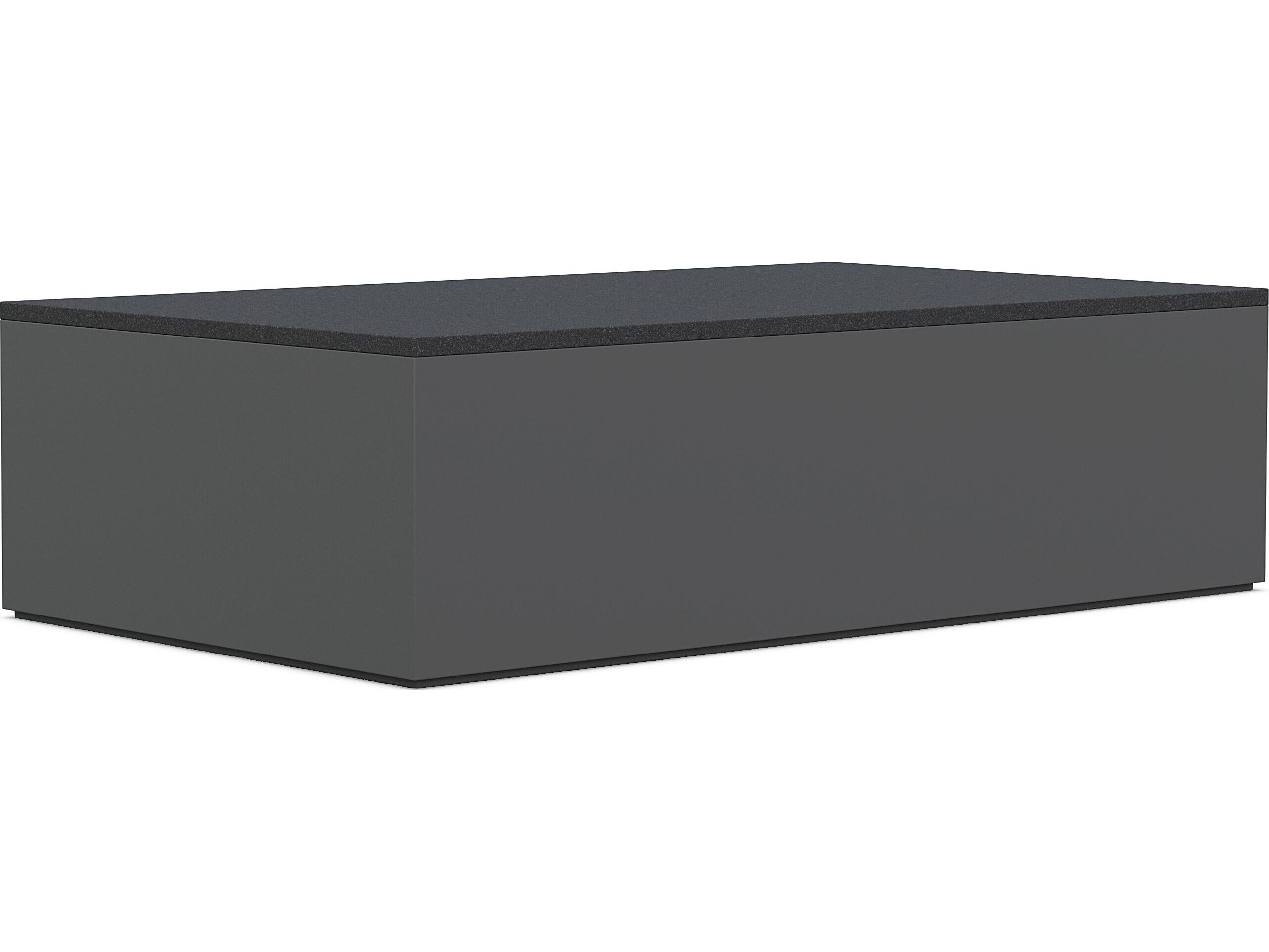 Azzurro Living Porto Matte Charcoal Aluminum Rectangular Granite Top Outdoor Coffee Table