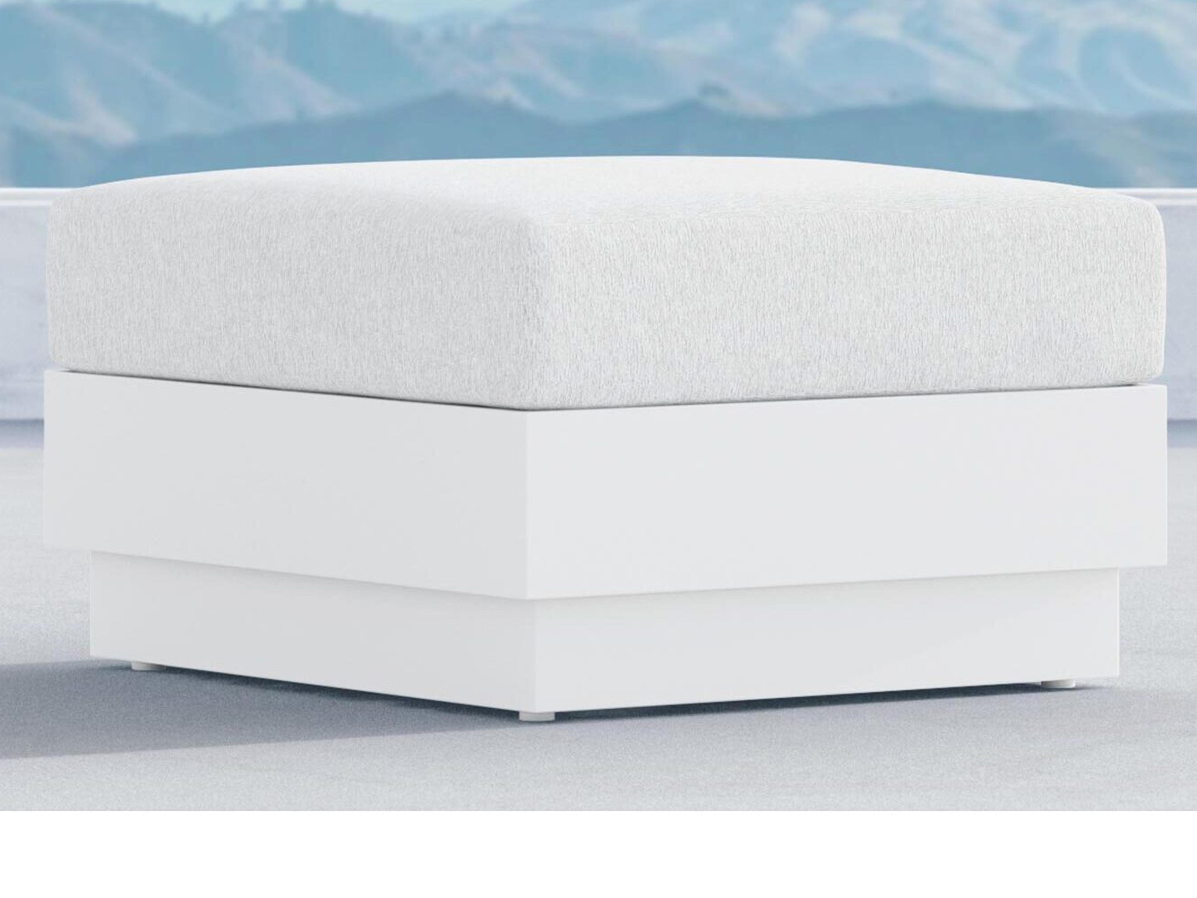 Azzurro Living Porto Pearl Gray All-Weather Rope Outdoor Ottoman with Cloud Cushion