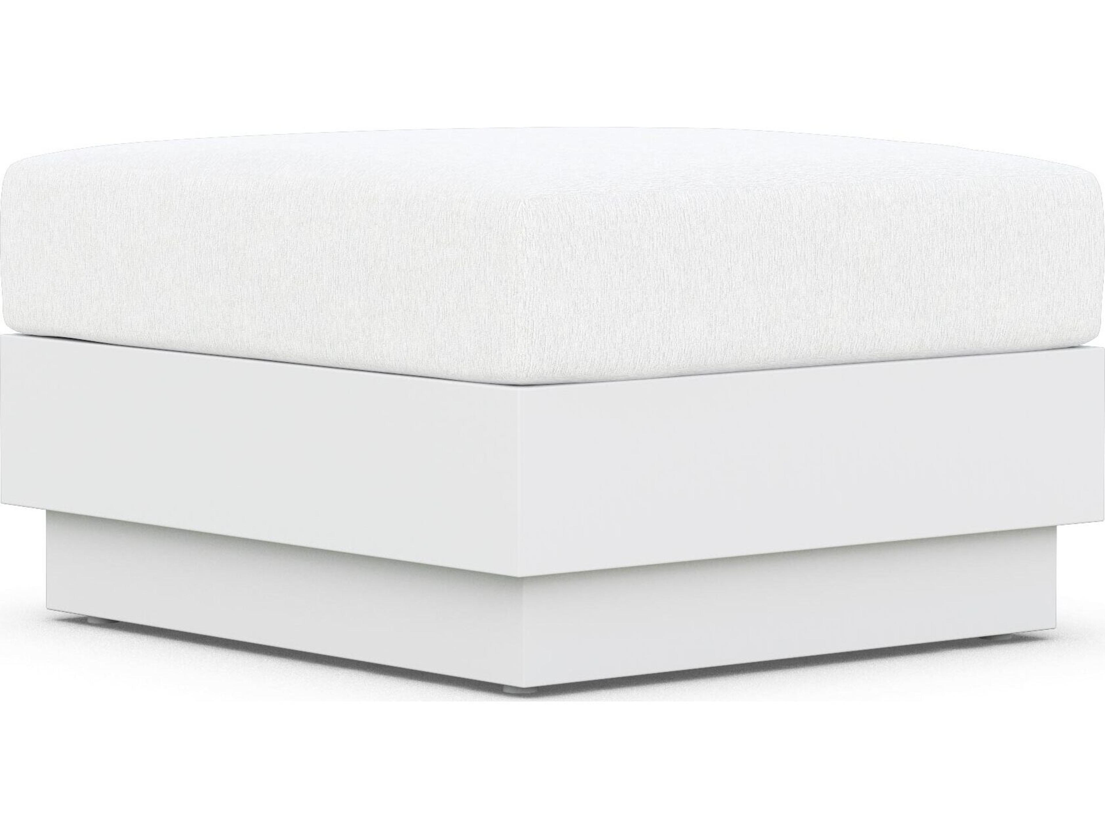 Azzurro Living Porto Pearl Gray All-Weather Rope Outdoor Ottoman with Cloud Cushion