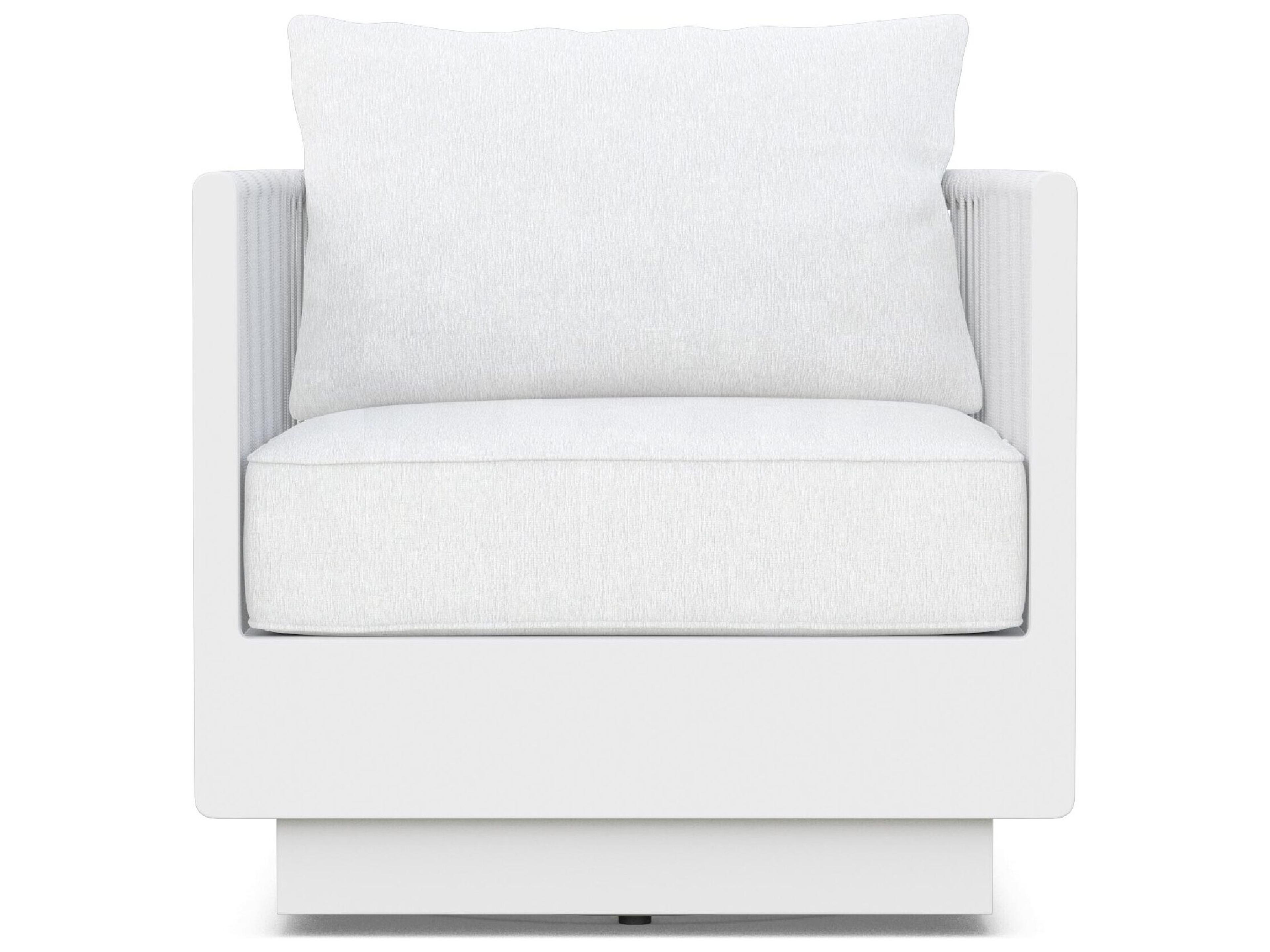 Azzurro Living Porto Pearl Gray All-Weather Rope Swivel Outdoor Lounge Chair with Cloud Cushion