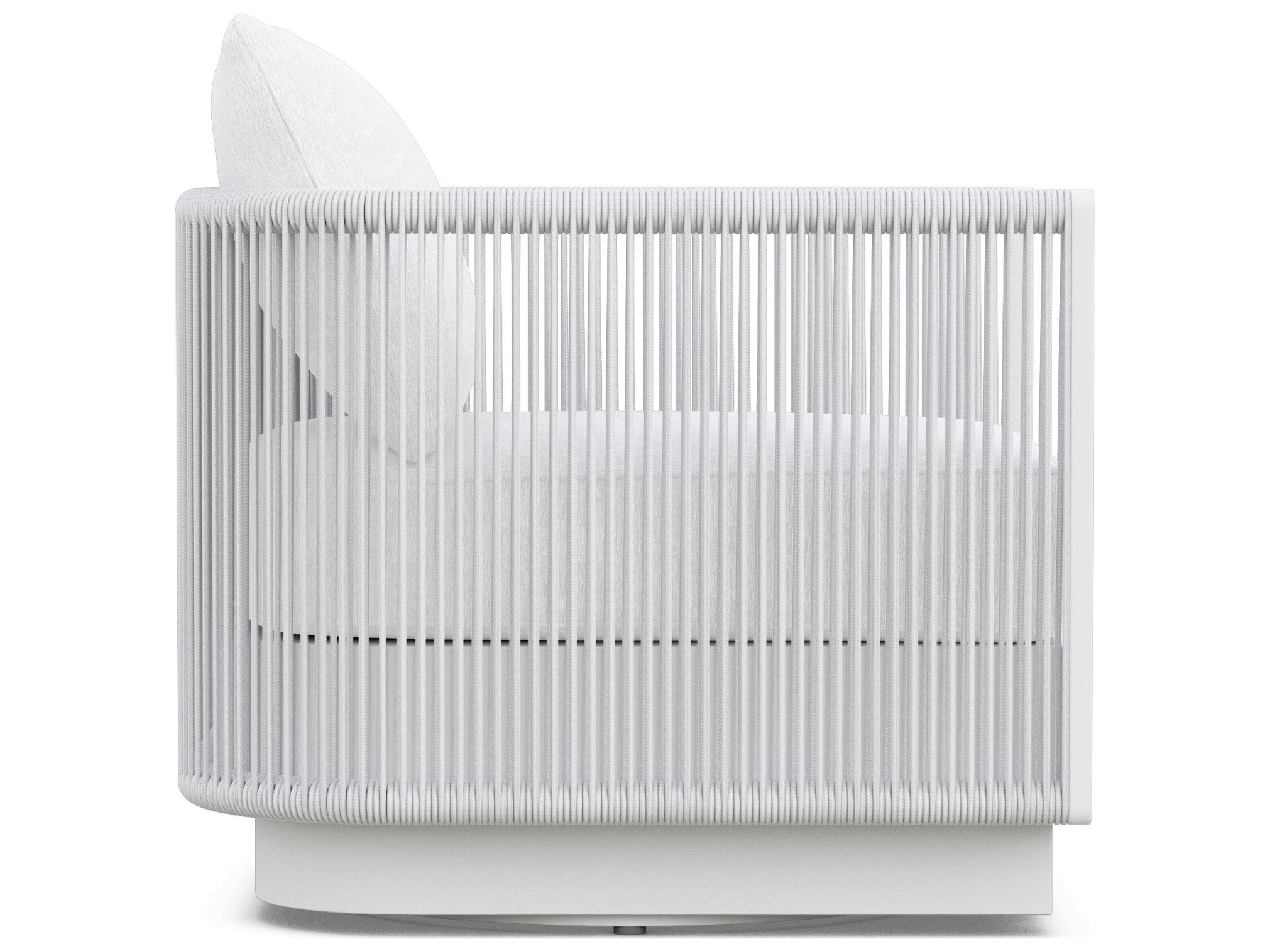 Azzurro Living Porto Pearl Gray All-Weather Rope Swivel Outdoor Lounge Chair with Cloud Cushion