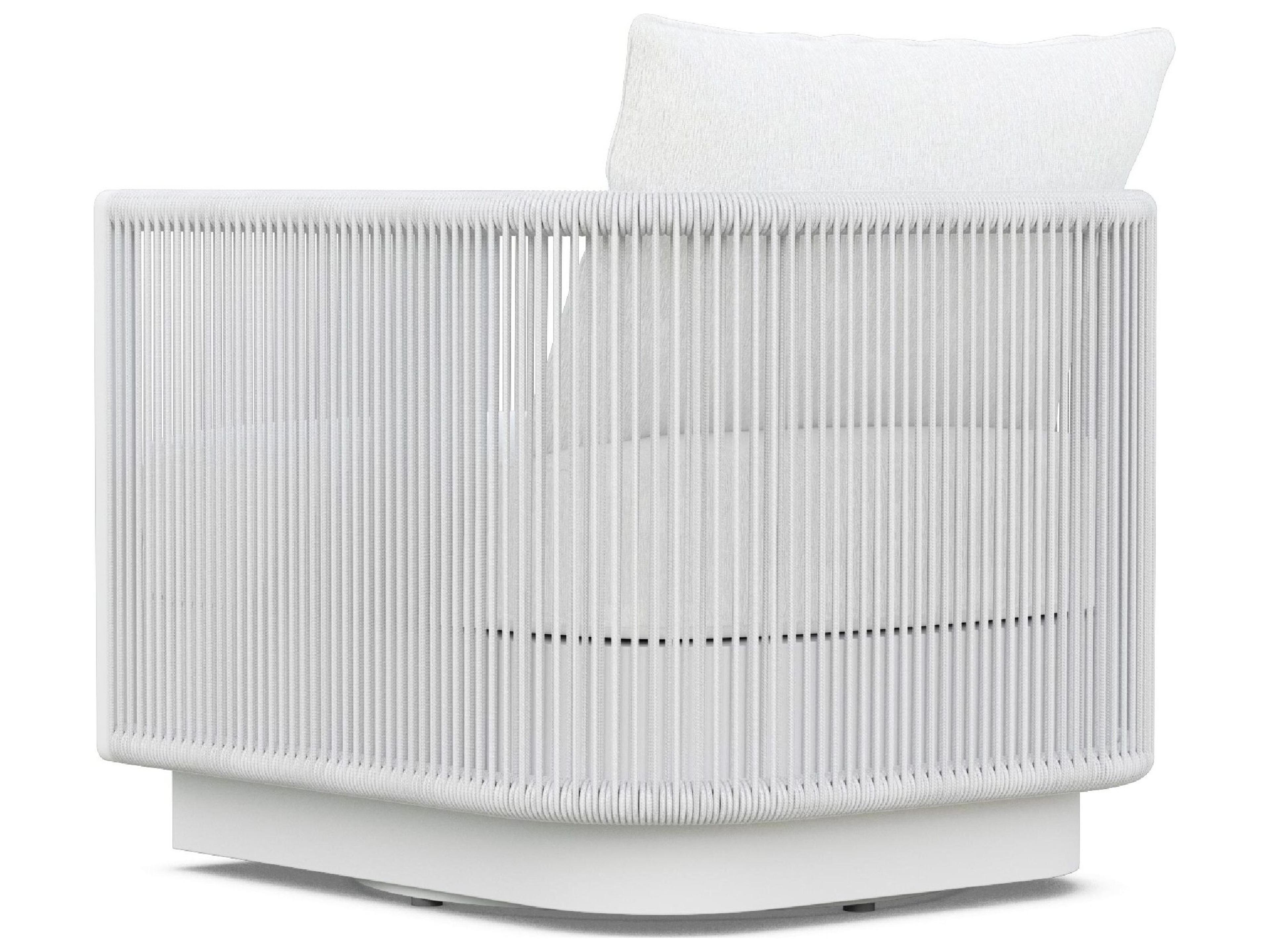 Azzurro Living Porto Pearl Gray All-Weather Rope Swivel Outdoor Lounge Chair with Cloud Cushion