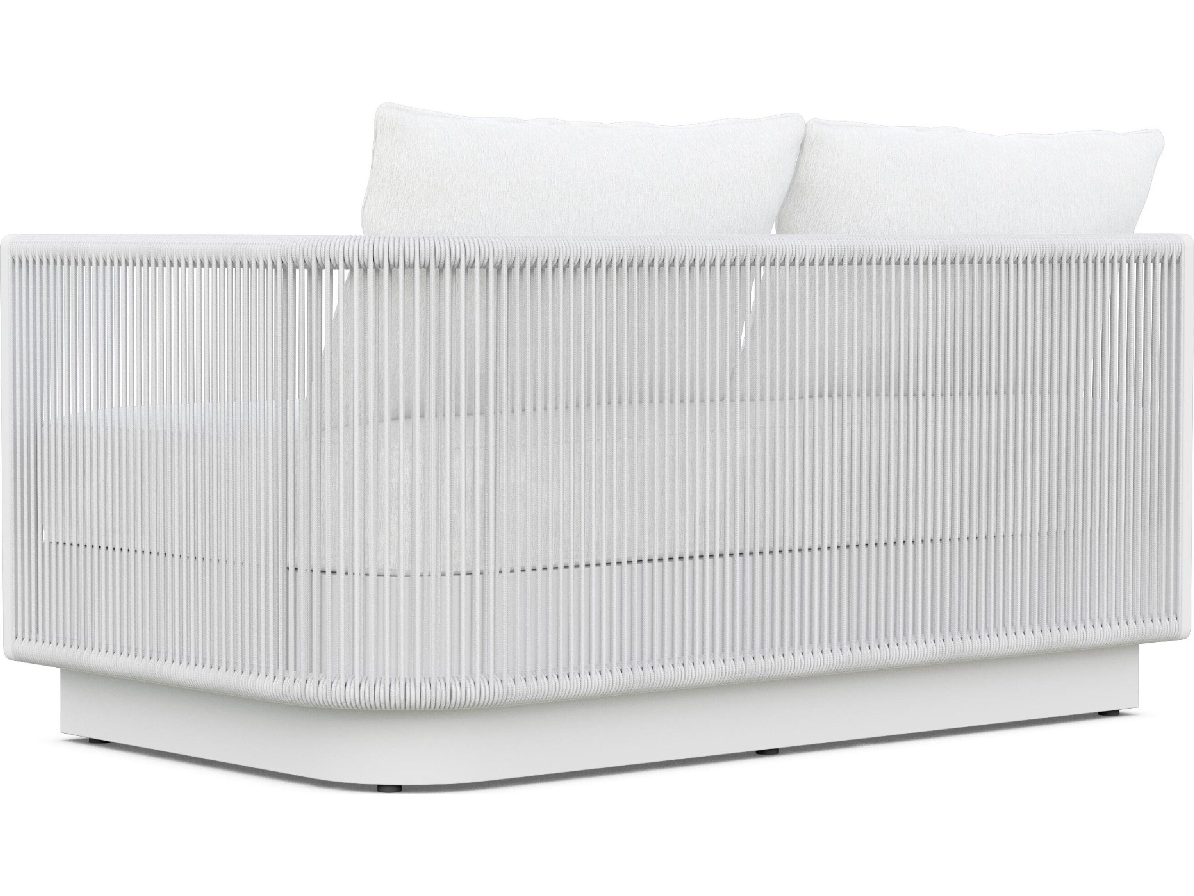 Azzurro Living Porto Pearl Gray All-Weather Rope Left Arm Patio Sofa with Cloud Cushion