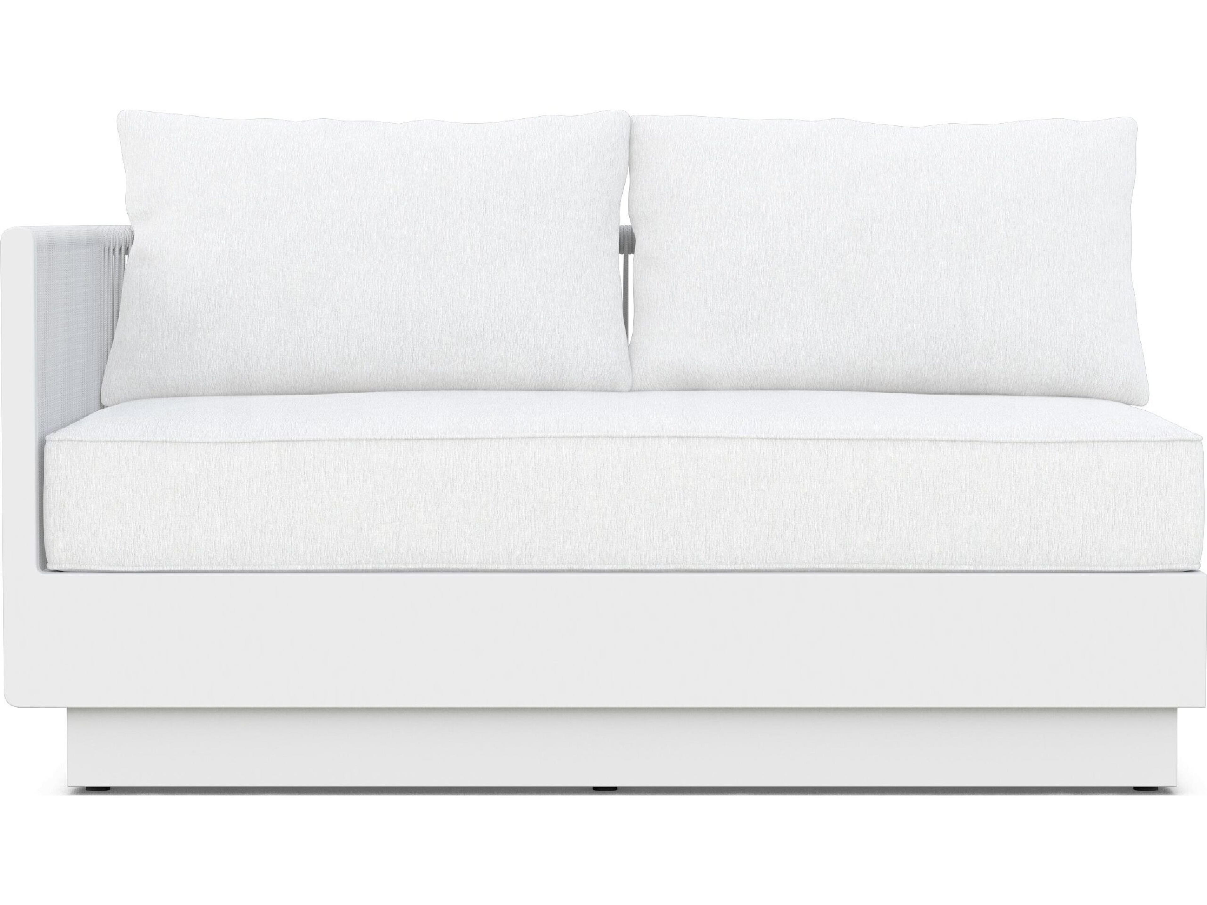 Azzurro Living Porto Pearl Gray All-Weather Rope Right Arm Outdoor Sofa with Cloud Cushion