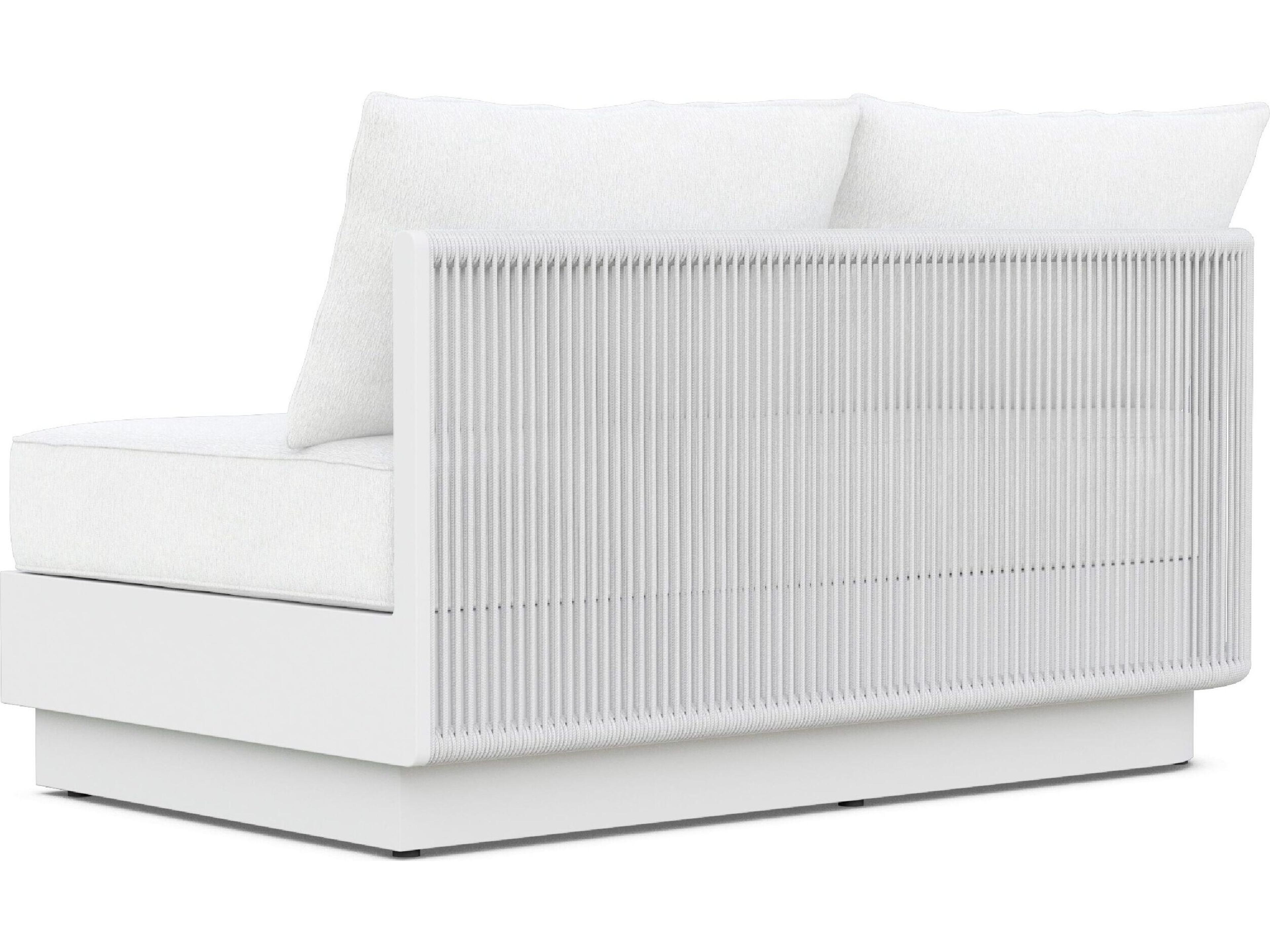 Azzurro Living Porto Pearl Gray All-Weather Rope Right Arm Outdoor Sofa with Cloud Cushion