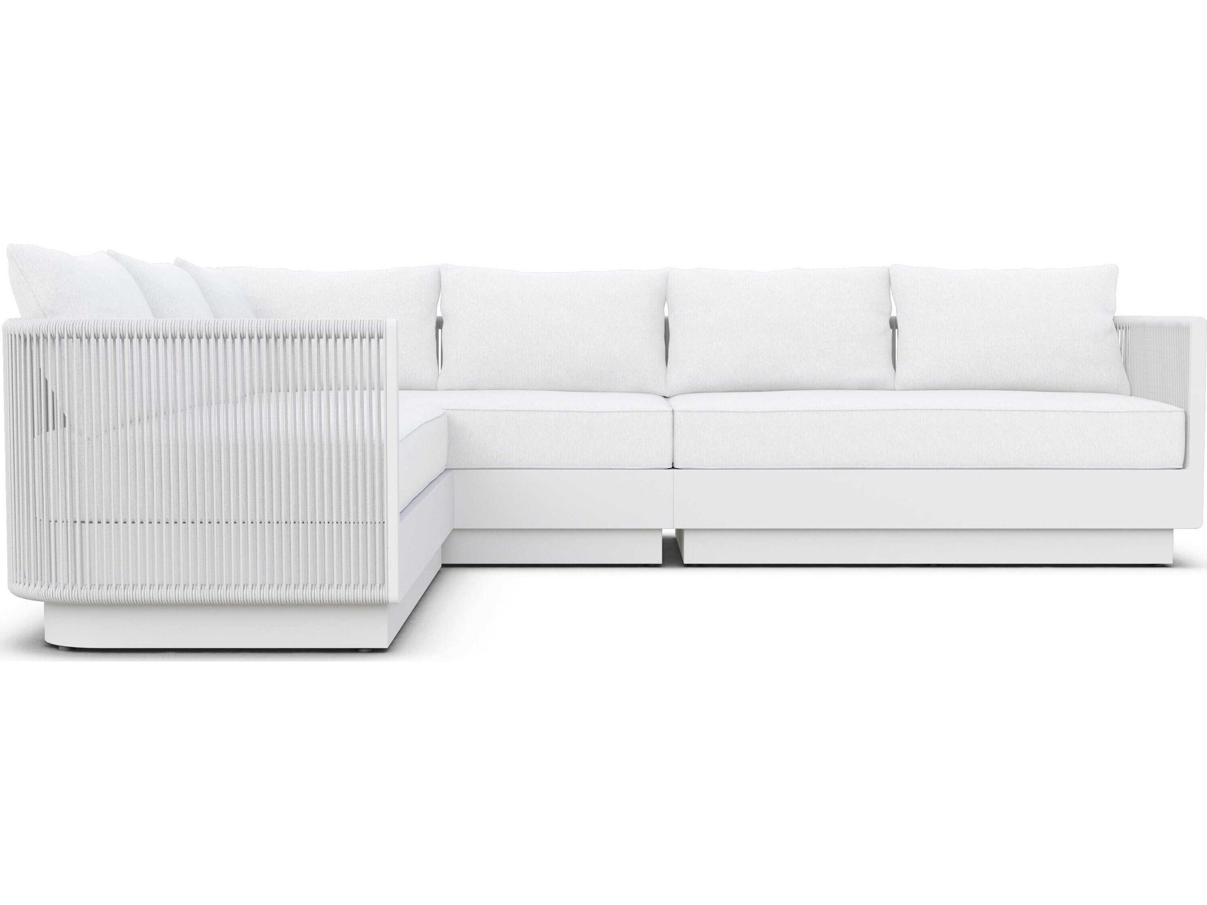 Azzurro Living Porto Matte White Aluminum Left Arm Rope Cushion Sectional Sofa
