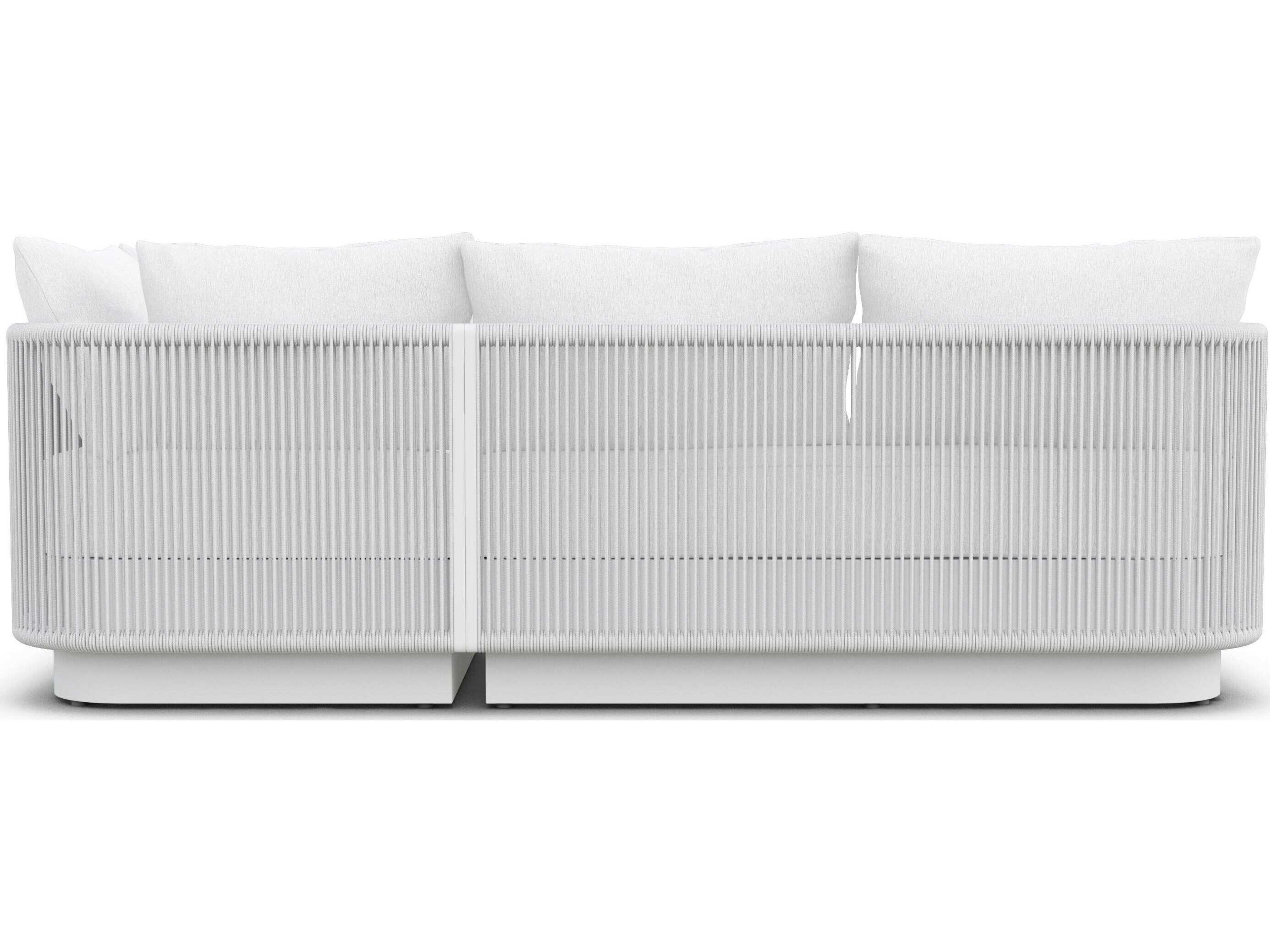 Azzurro Living Porto Matte White Aluminum Left Arm Rope Cushion Sectional Sofa
