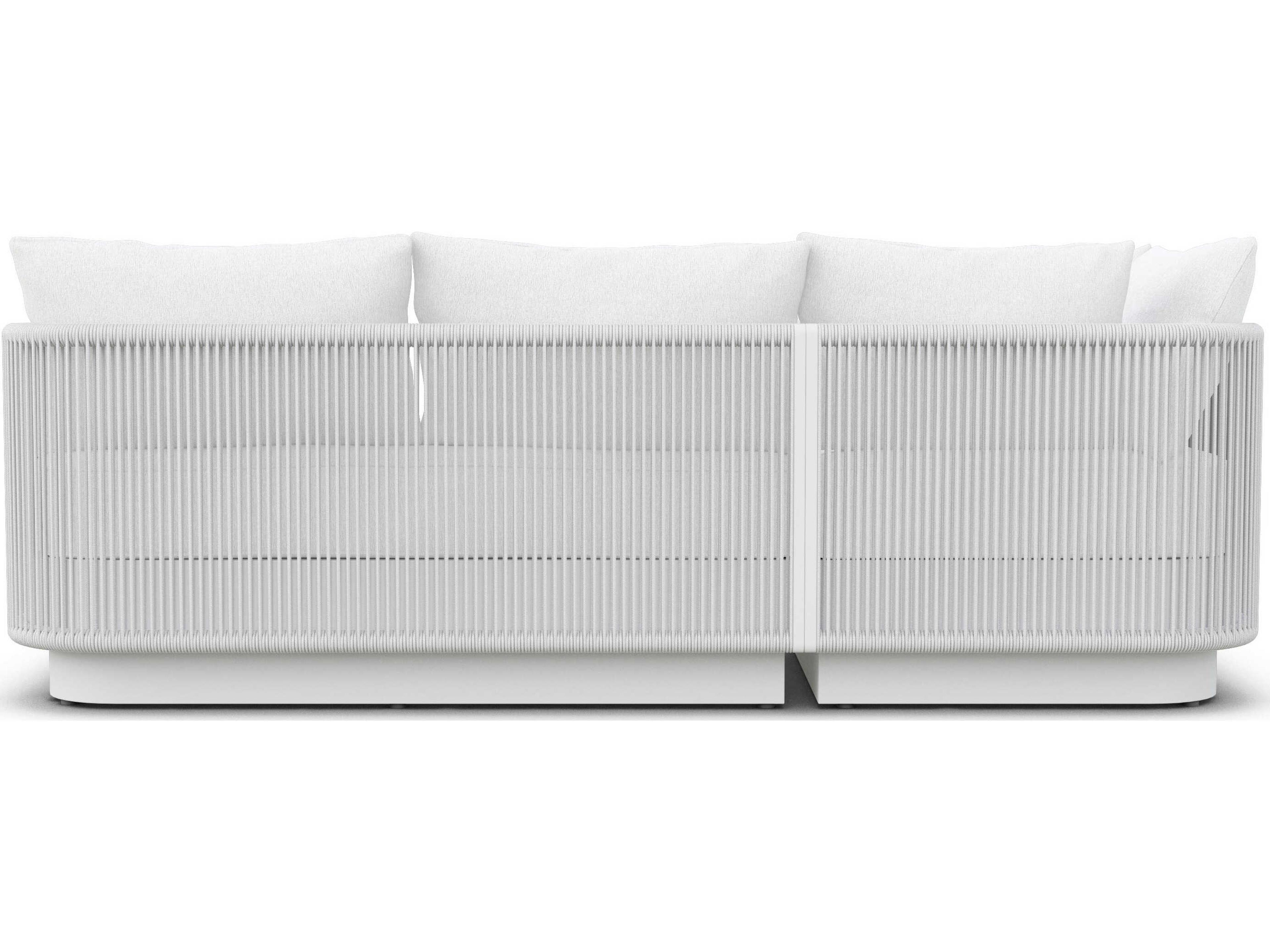 Azzurro Living Porto Matte White Aluminum Right Arm Rope Cushion Sectional Sofa