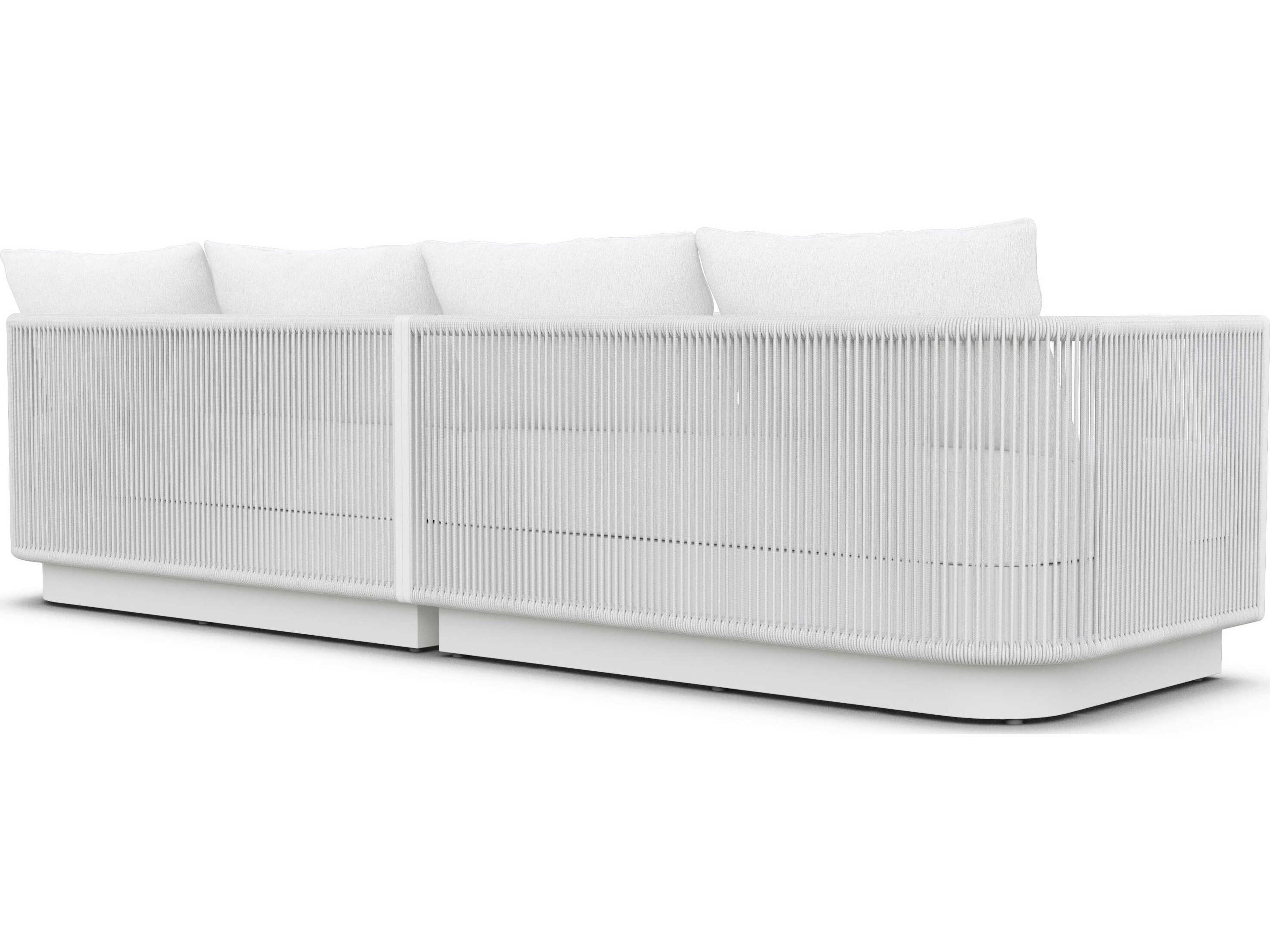 Azzurro Living Porto Matte White Aluminum Right Arm Rope Cushion Sectional Sofa