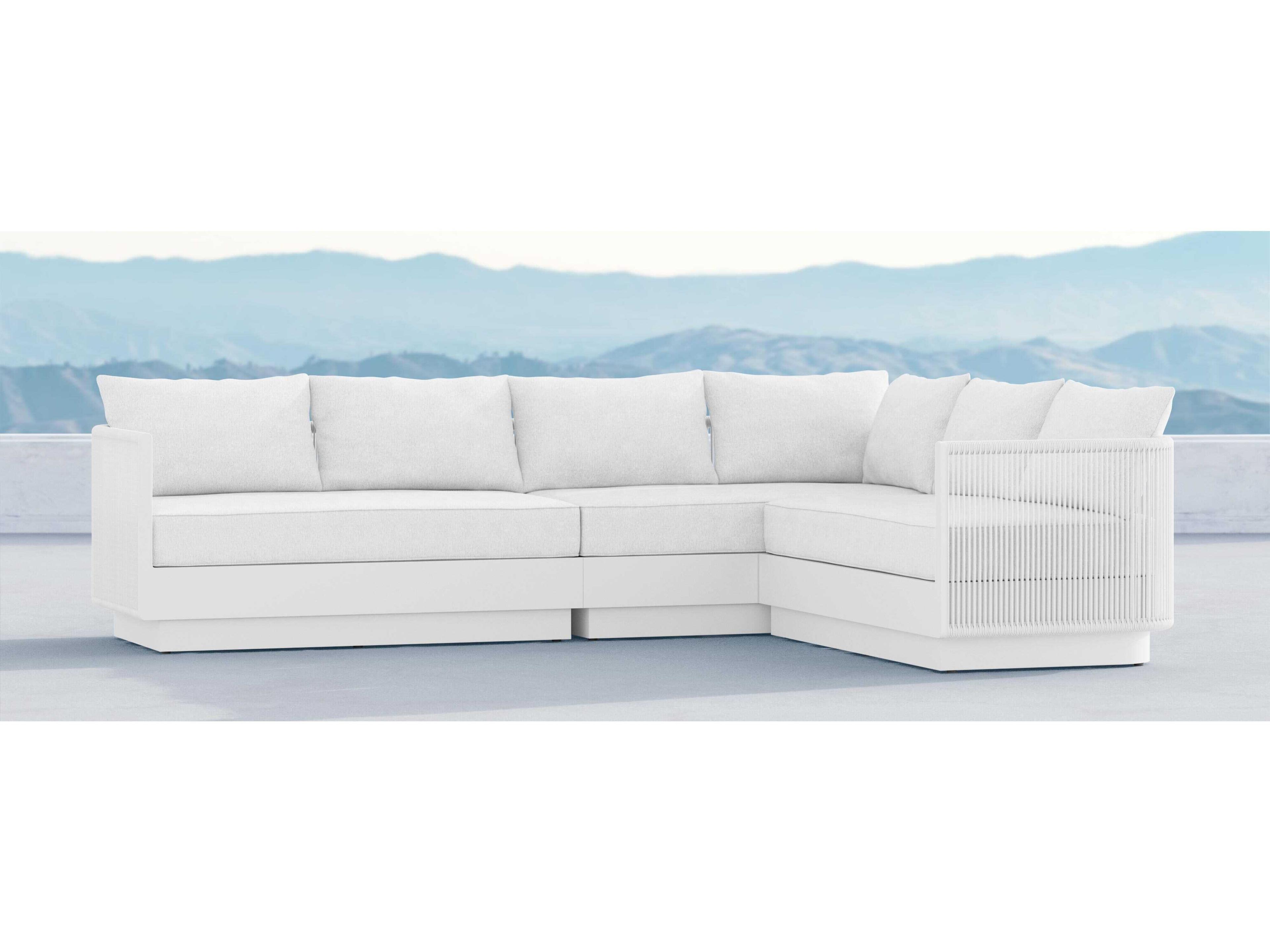 Azzurro Living Porto Matte White Aluminum Right Arm Rope Cushion Sectional Sofa