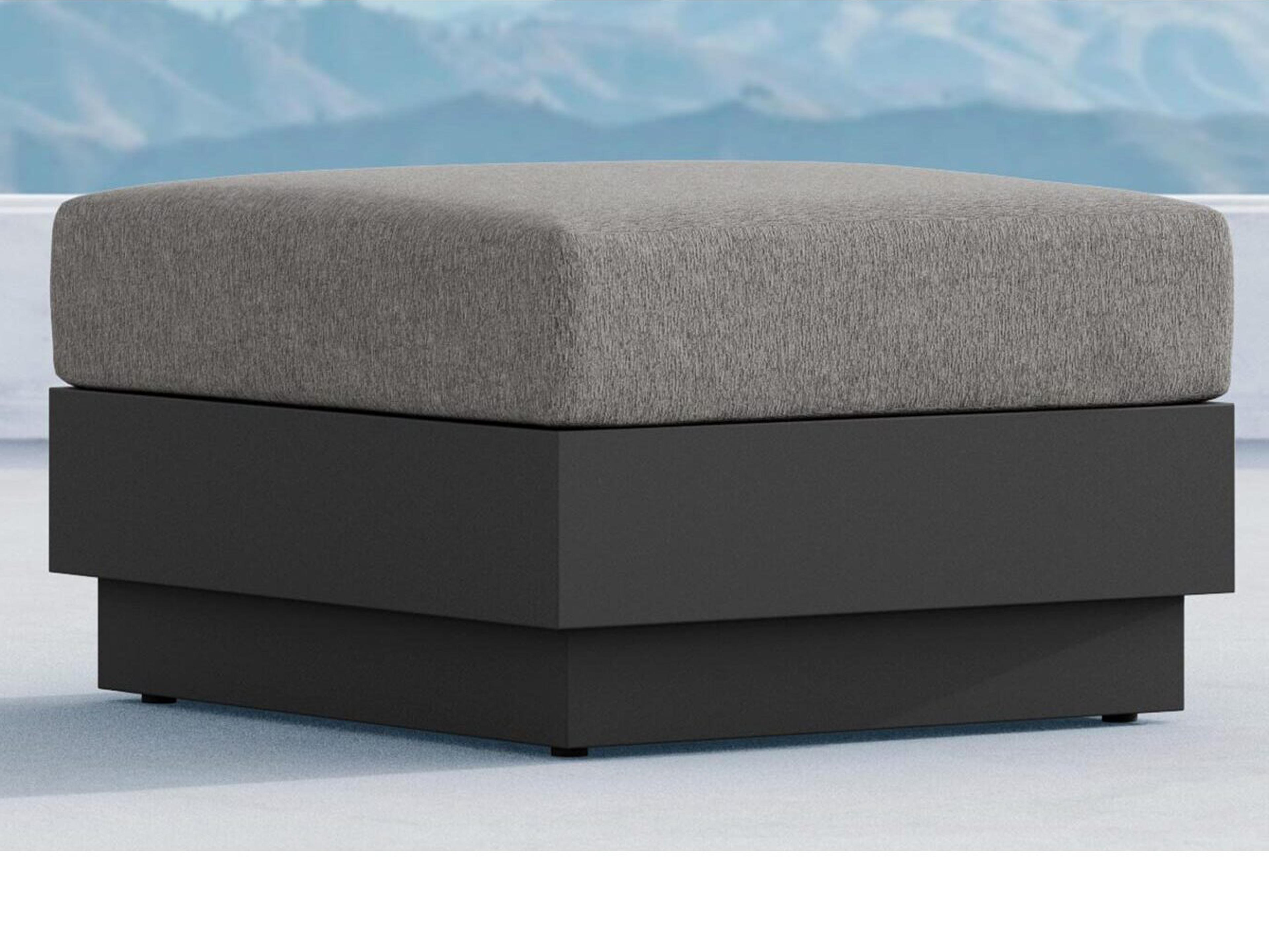 Azzurro Living Porto Ash All-Weather Rope Outdoor Patio Ottoman with Fog Cushion