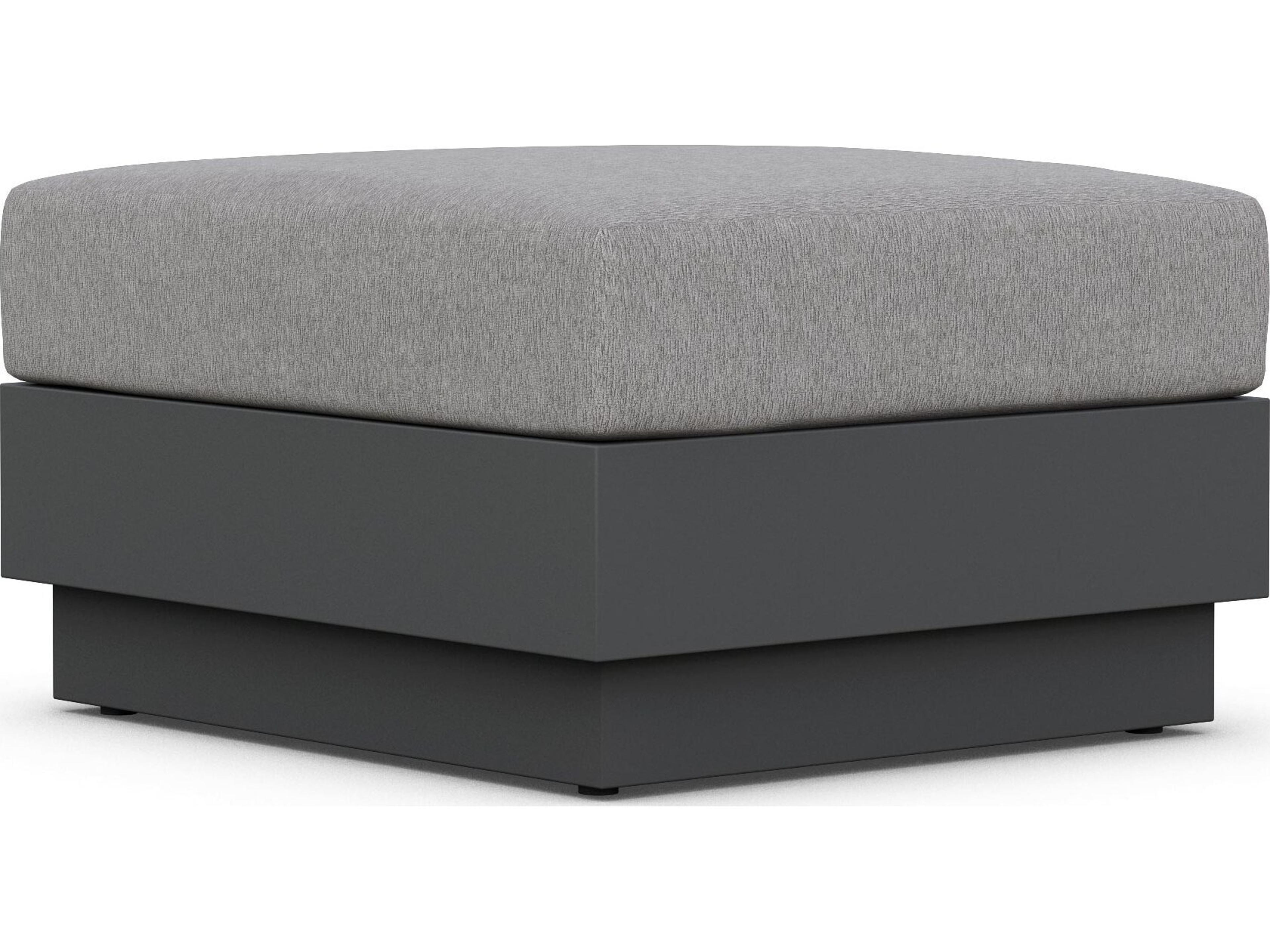 Azzurro Living Porto Ash All-Weather Rope Outdoor Patio Ottoman with Fog Cushion