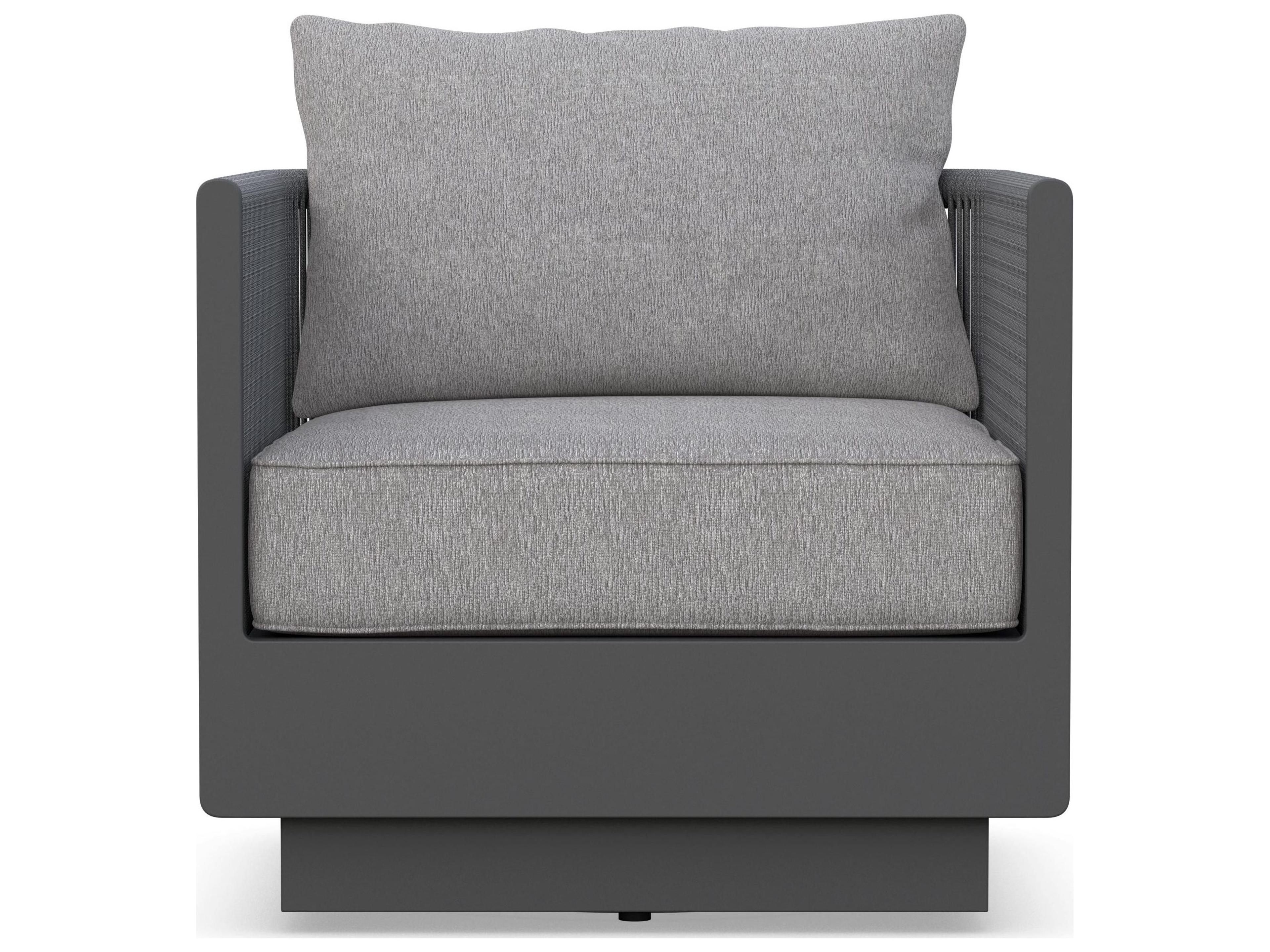 Azzurro Living Porto Ash All-Weather Rope Swivel Outdoor Patio Lounge Chair with Fog Cushion