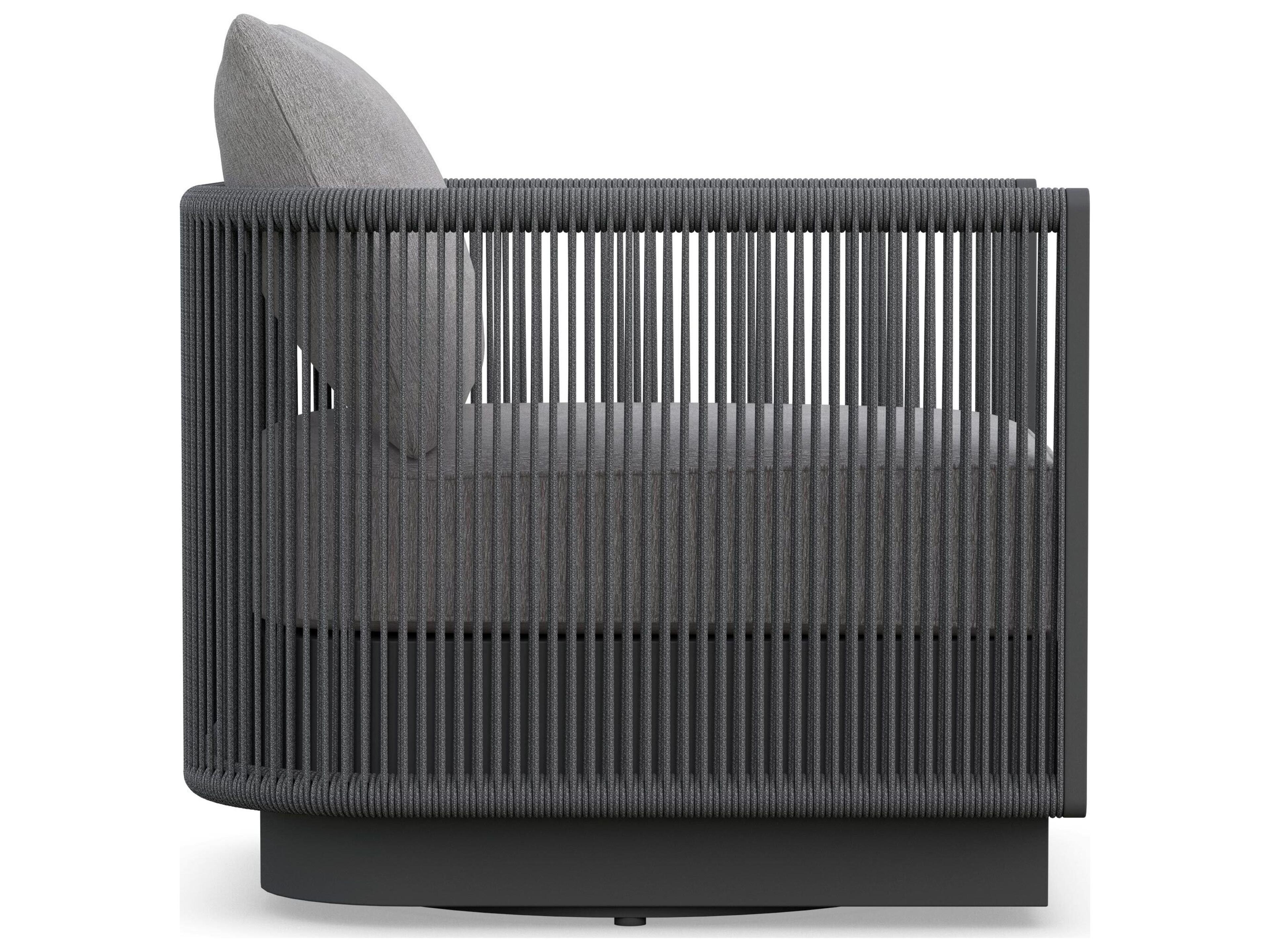 Azzurro Living Porto Ash All-Weather Rope Swivel Outdoor Patio Lounge Chair with Fog Cushion