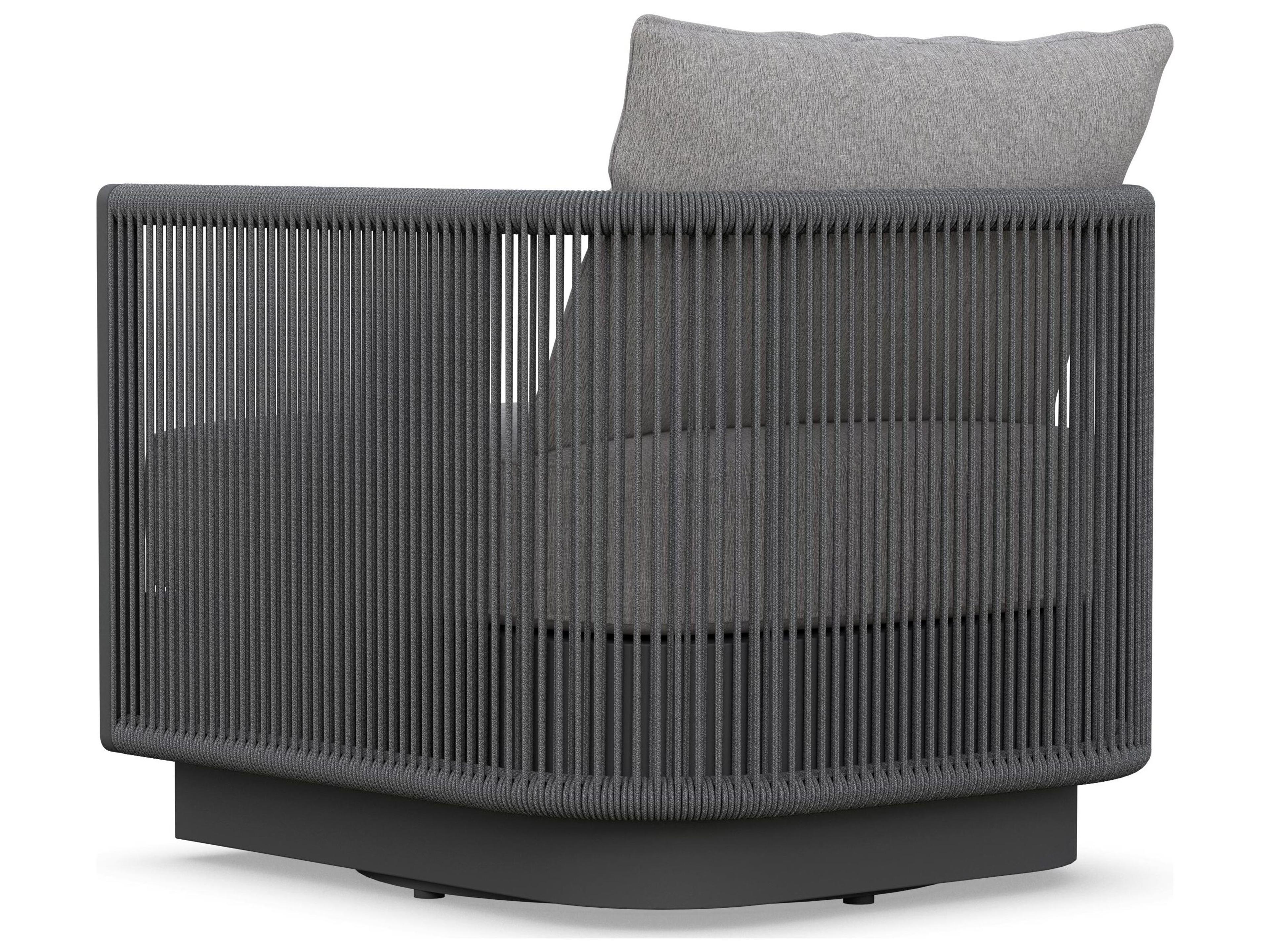 Azzurro Living Porto Ash All-Weather Rope Swivel Outdoor Patio Lounge Chair with Fog Cushion