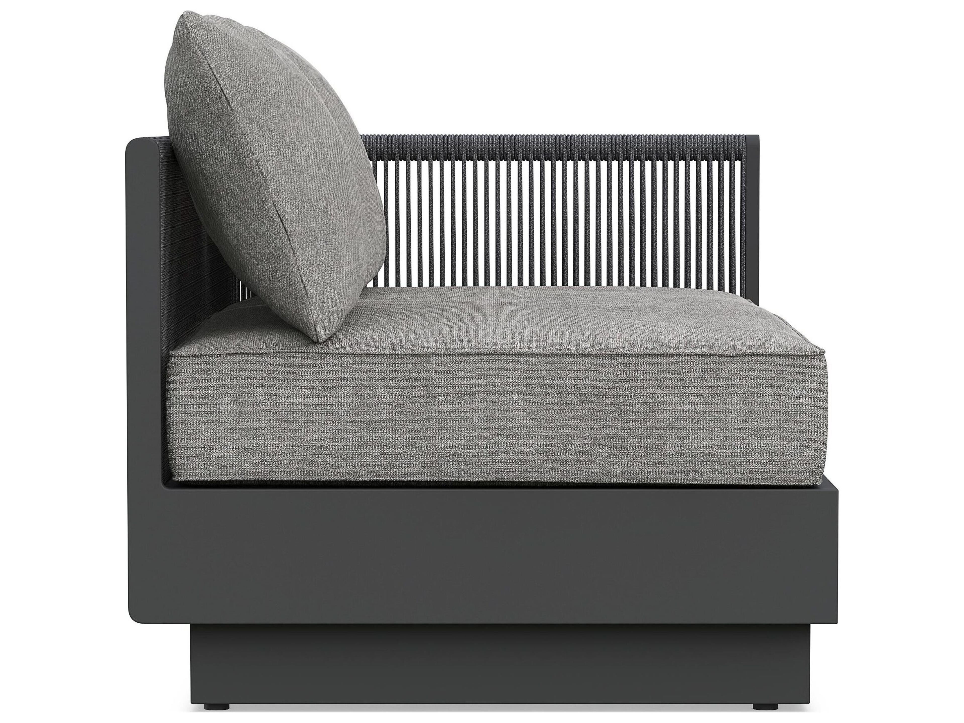 Azzurro Living Porto Ash All-Weather Rope Left Arm Patio Sofa with Fog Cushion